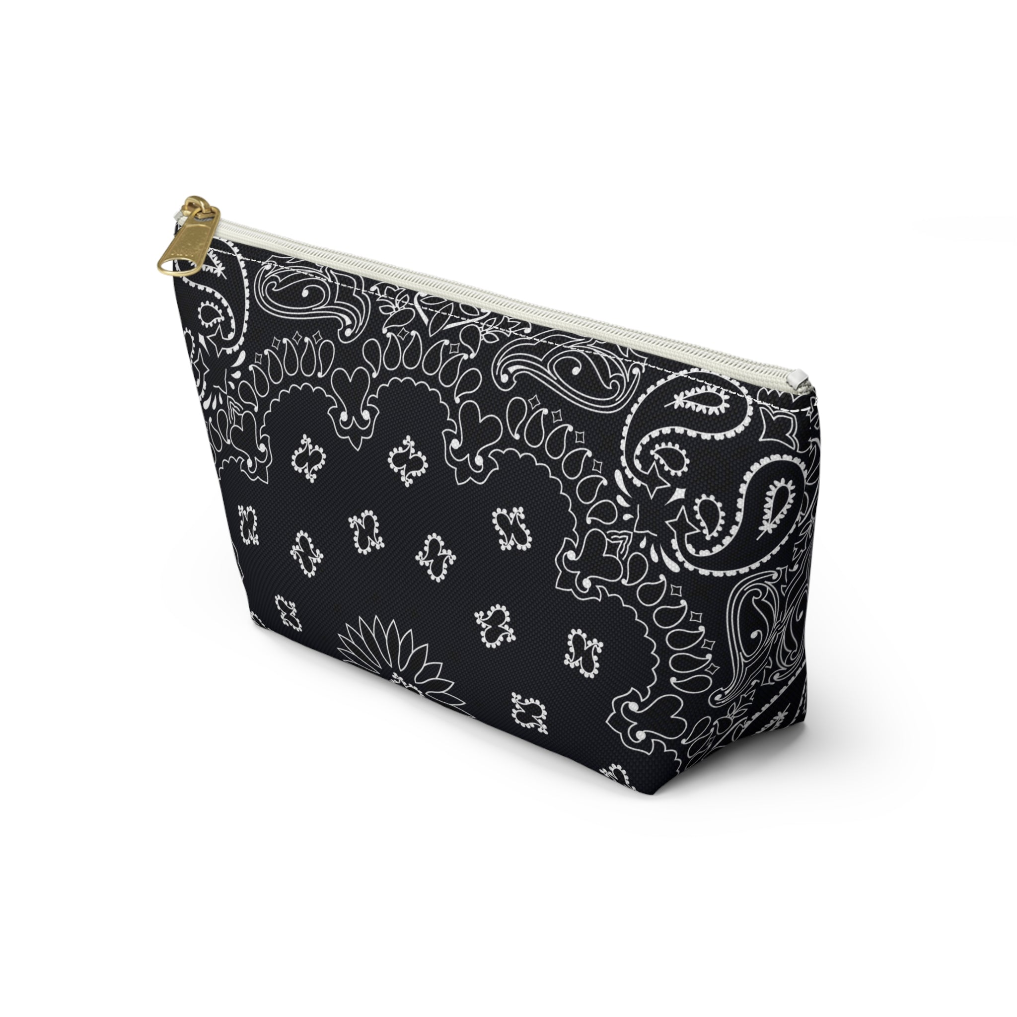 Black Bandana Jewelry Pouch - Travel Organizer, Pencil Bag, Gift for Her, Cosmetic Makeup Bag, Cute Accessory Case