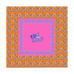 Blue Pagoda on Orange Tablecloth, Grandmillennial Table Cover, Hostess Gift