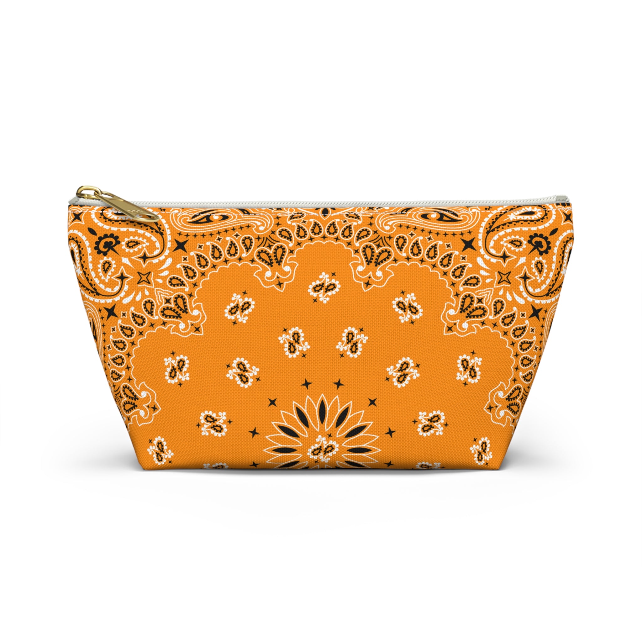 Tangerine Orange Bandana Jewelry Pouch, Costal Cowgirl, Her Travel Organizer , Cosmetic Makeup Accessory Case, Rodeo Western Classic