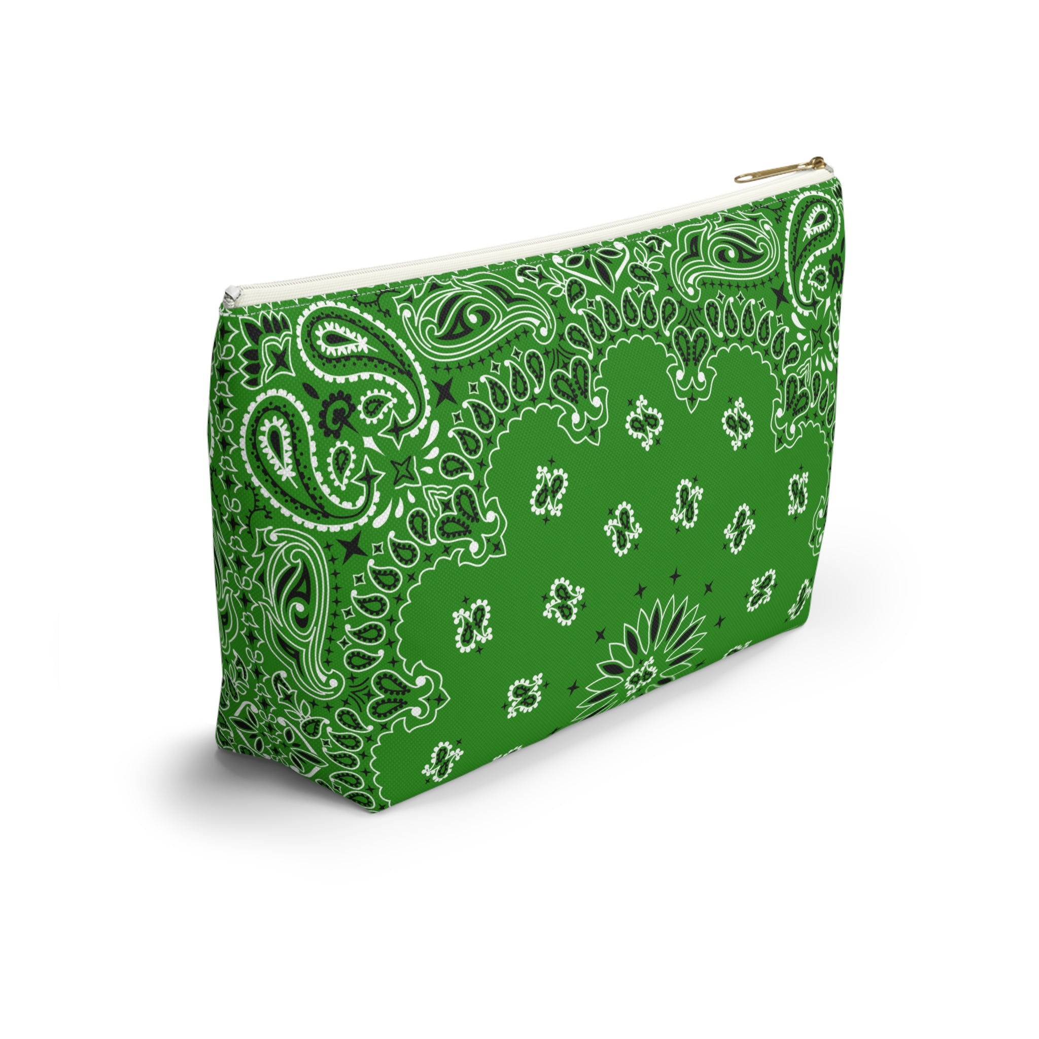 Kelly Green Bandana Jewelry Pouch - Travel Organizer, Pencil Bag, Gift for Her, Cosmetic Makeup Bag, Cute Accessory Case