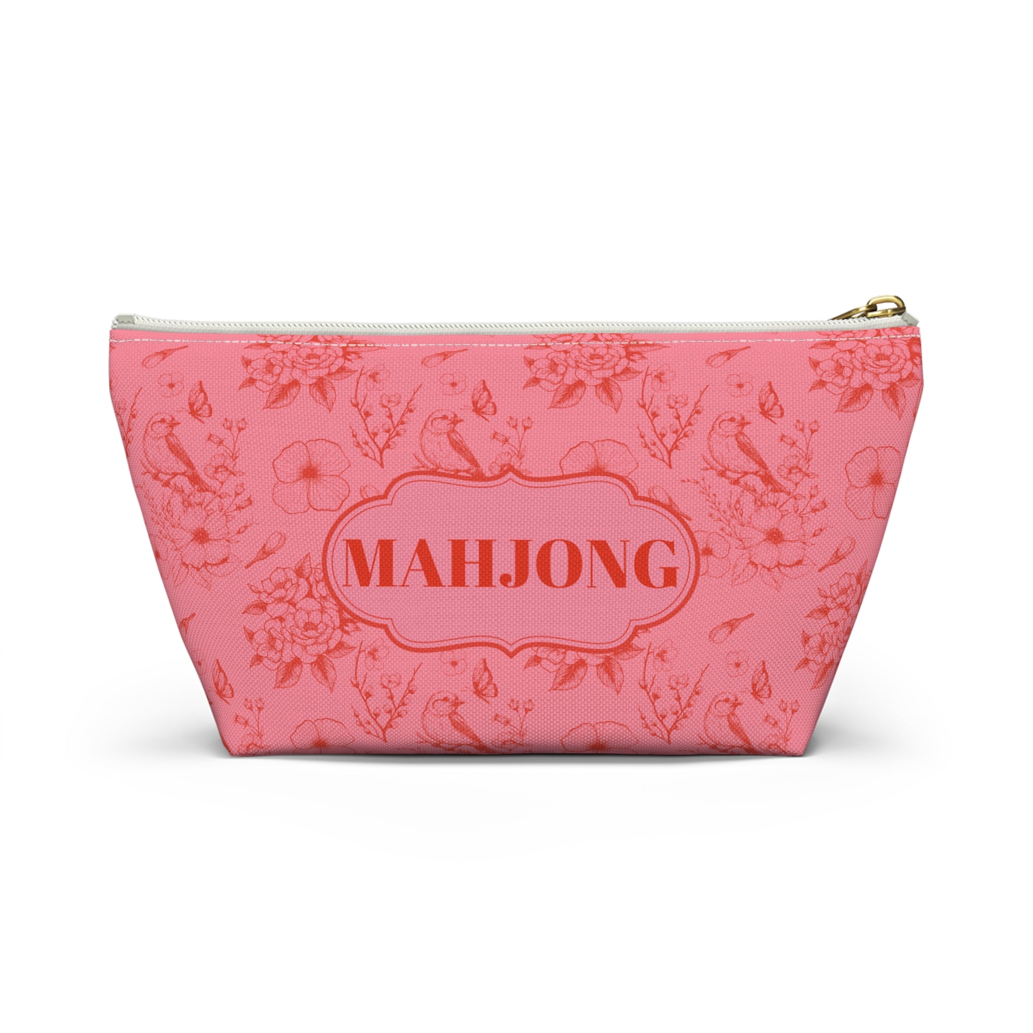 Pink Toile Valentine's Game Pouch, Mahjong Hostess Gift, Game Night Pouch, Mahj Pouch, Tile Bag