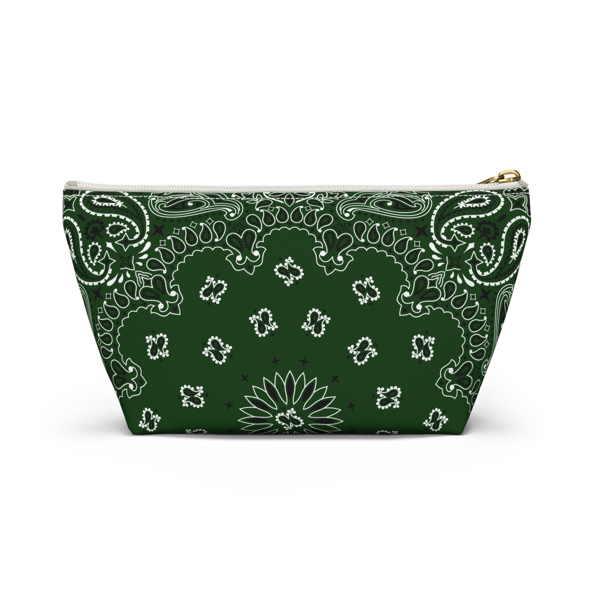 Forest Green Bandana Jewelry Pouch - Travel Organizer, Pencil Bag, Gift for Her, Cosmetic Makeup Bag, Cute Accessory Case