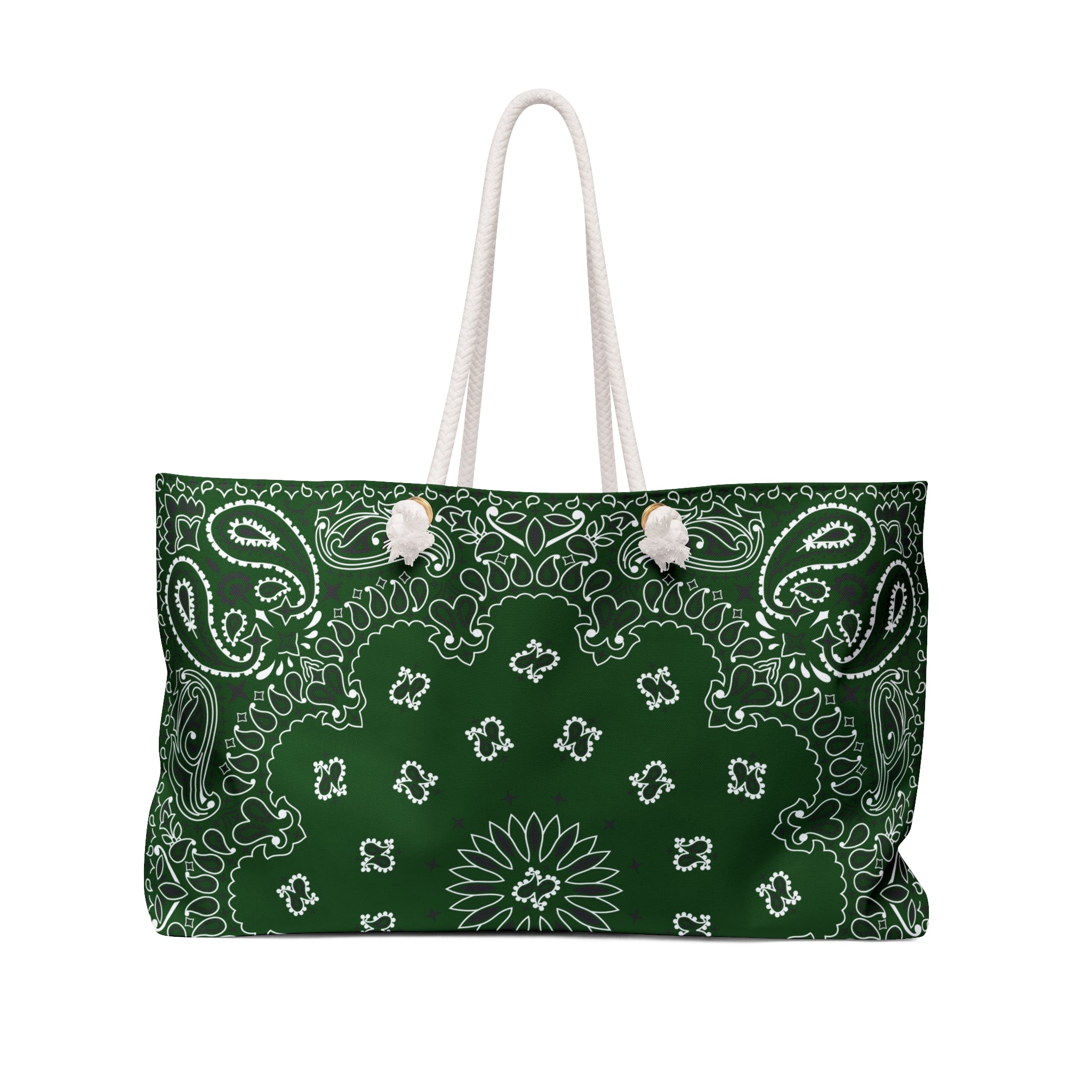 Forest Green Bandana Weekender Bag, Tote, Preppy Beach Duffel Purse, Travel Overnight Carry-On, Handbag, Costal Cowgirl, Western Rodeo Style