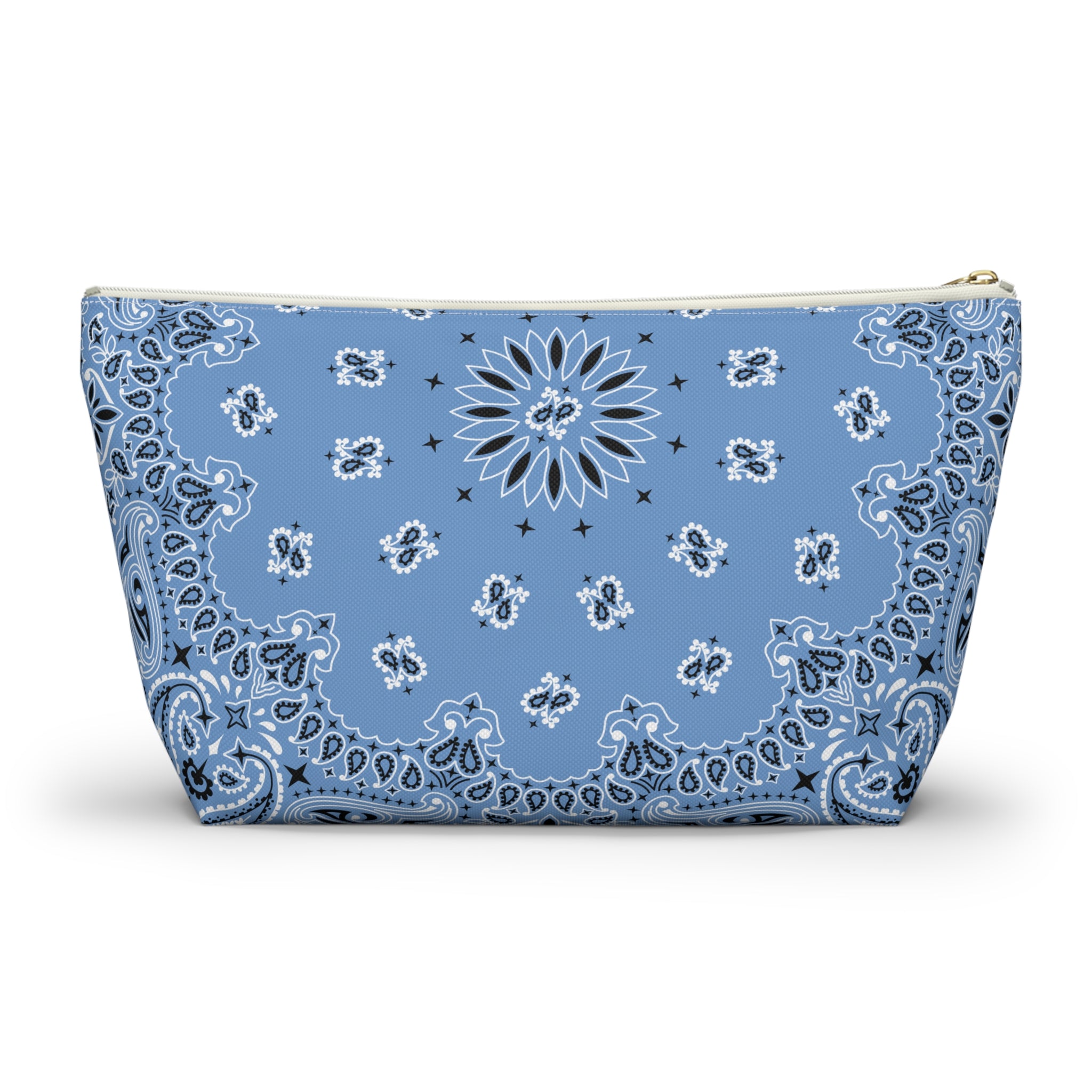 French Blue Bandana Jewelry Pouch - Travel Organizer, Pencil Bag, Gift for Her, Cosmetic Makeup Bag, Cute Accessory Case