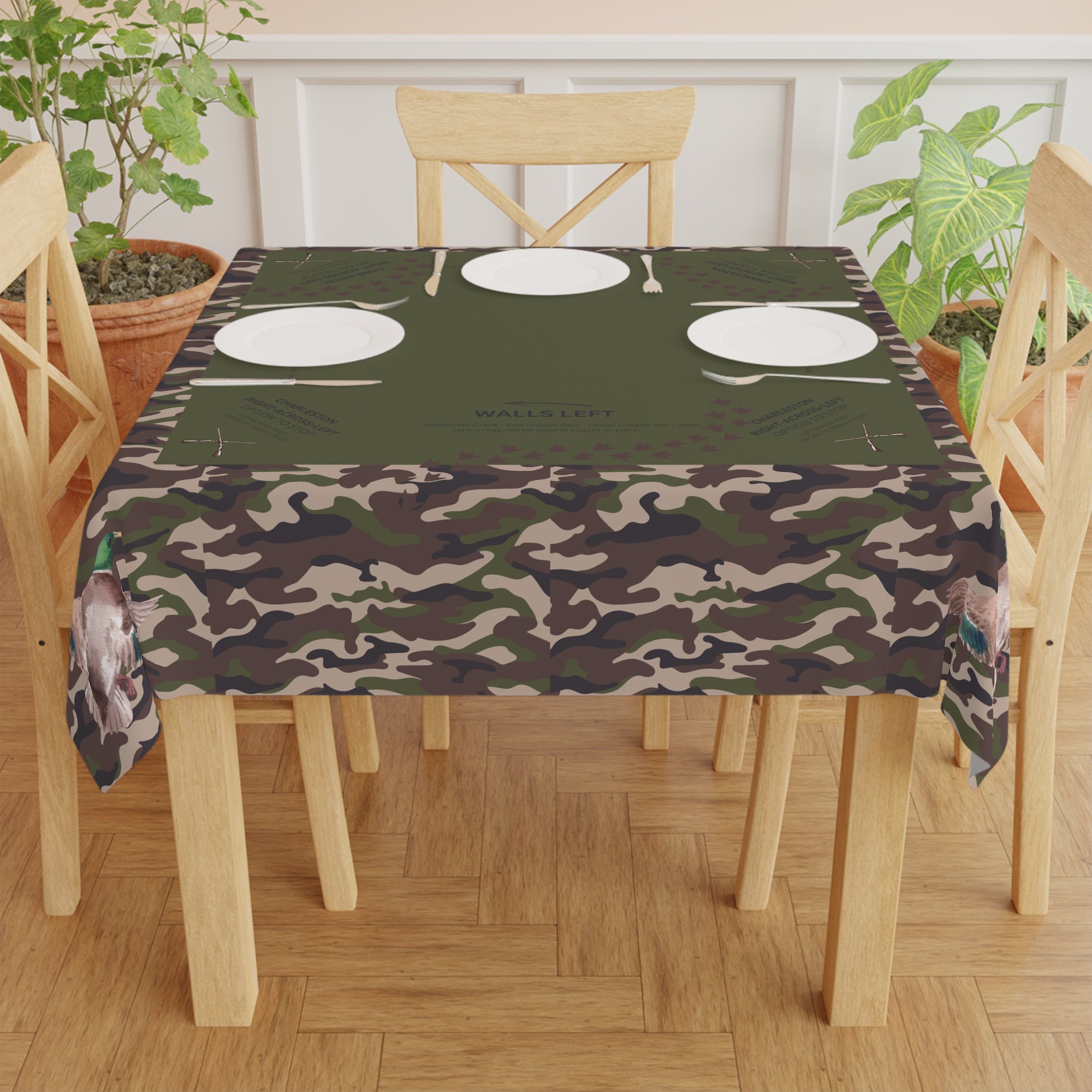 Duck Hunt Camo Mahjong Tablecloth, Camouflage, Game Night, Guys Away Girls Will Play, Gaming Table Cover, Beginner, 55 x 55
