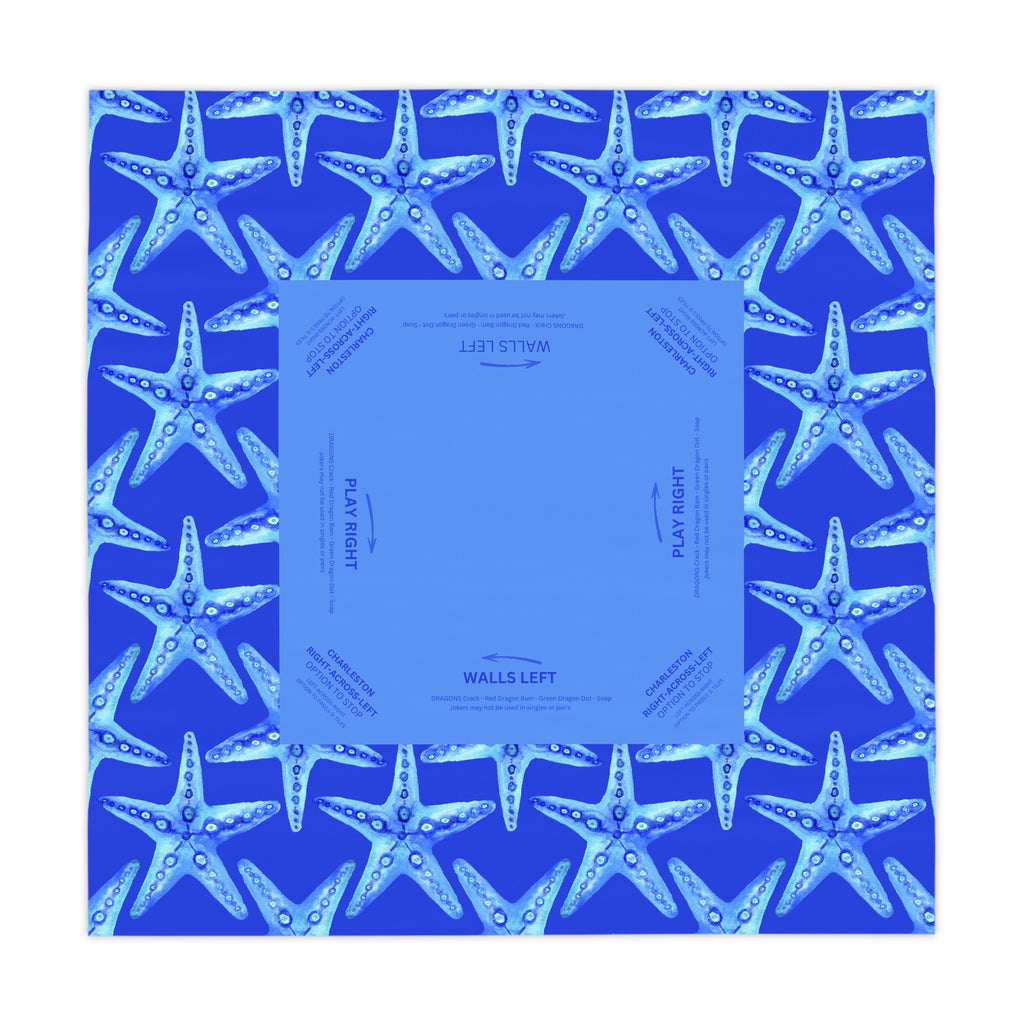 Starfish Mahjong Tablecloth, Game Night Hostess Gift 55x55, Coral Sea Life, Ocean Theme, Mahj, 4th of July, with instrucitons