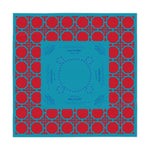 Red Teal Rattan Mahjong Tablecloth, Game Night Hostess Gift 55x55, Blue Palm Beach Vibe, Mahj, with instrucitons,Table Cover, Home Decor