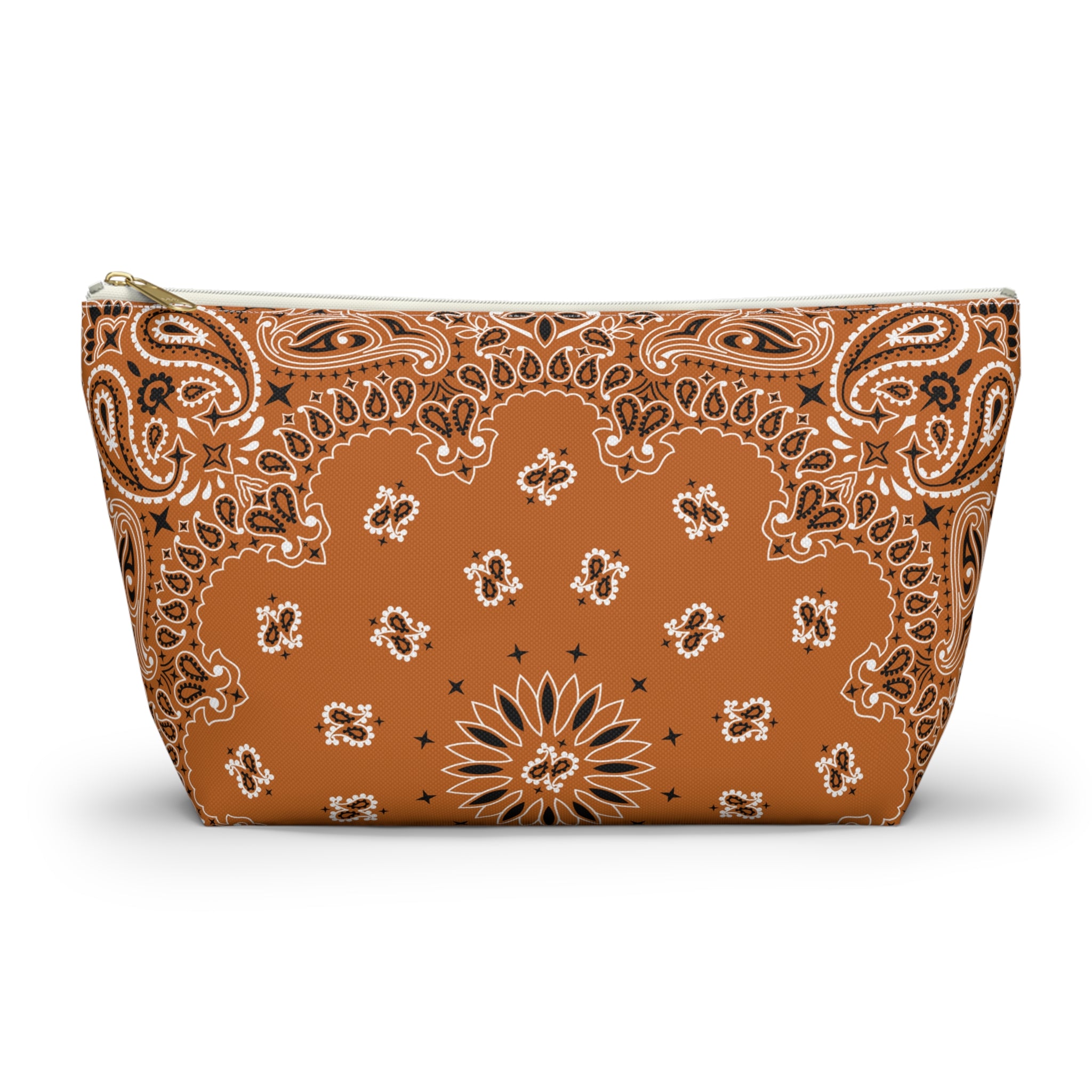 Burnt Orange Bandana Jewelry Pouch - Travel Organizer, Pencil Bag, Gift for Her, Cosmetic Makeup Bag, Cute Accessory Case