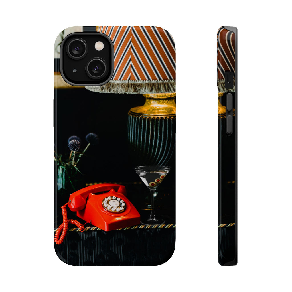 Retro Red Phone Martini Magnetic Tough Case, Happy Hour Old Money, Vintage iPhone Case, Country Club Sporty Rich, Cocktail