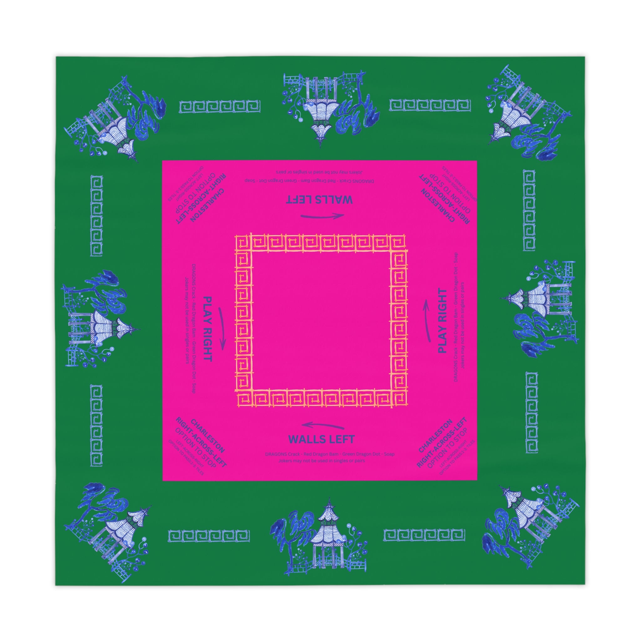 Blue Pagoda Tablecloth, Grandmillennial Table Cover, Hostess Gift, Charleston Rules, Beginner Instructions
