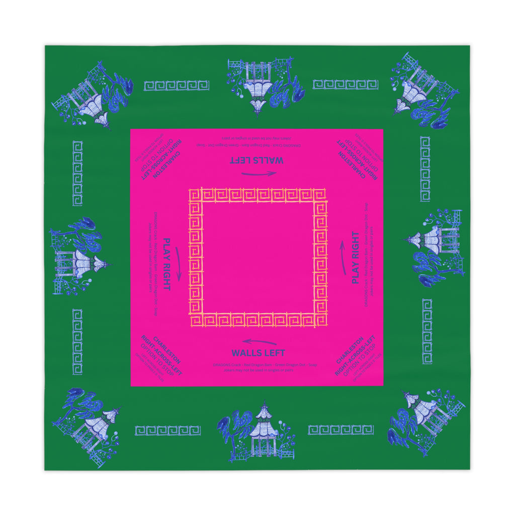 Blue Pagoda Tablecloth, Grandmillennial Table Cover, Hostess Gift, Charleston Rules, Beginner Instructions