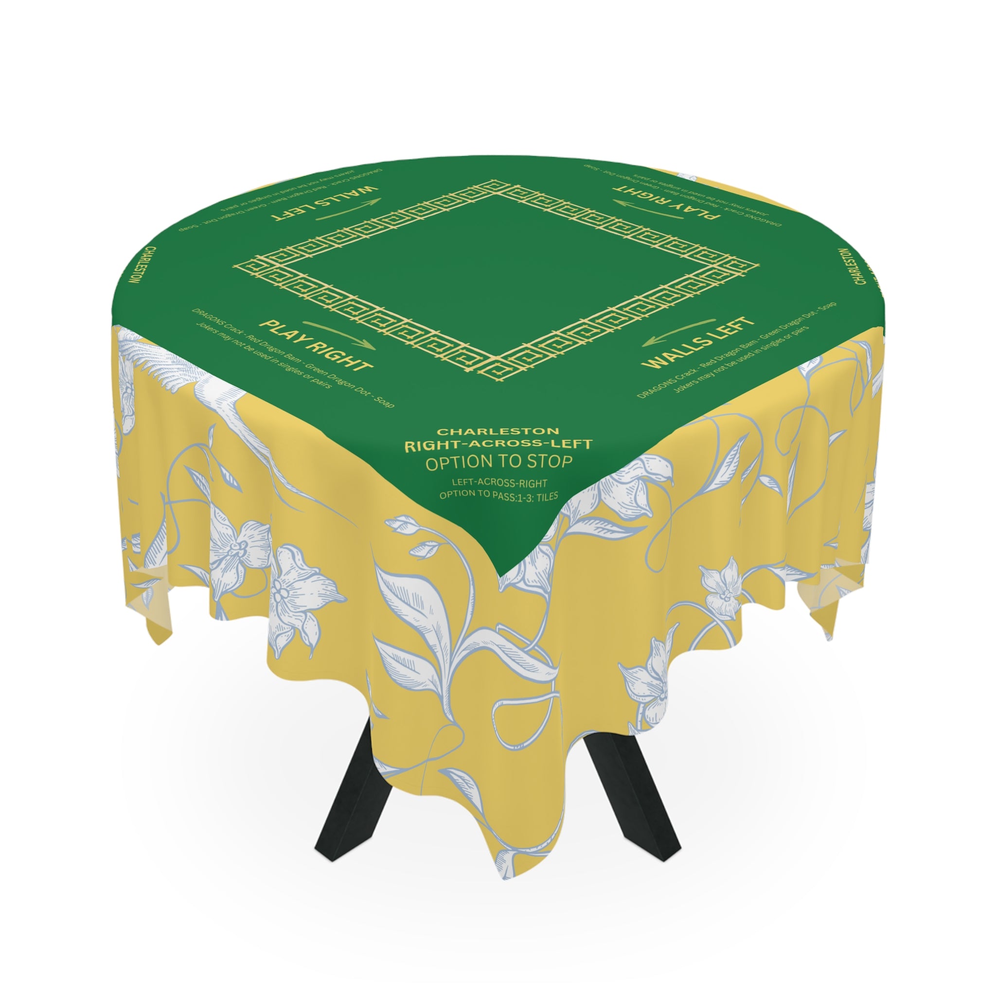 Yellow Bird Tile Tablecloth, Grandmillennial Table Cover, Hostess Gift, Charleston Rules, Beginner Instructions