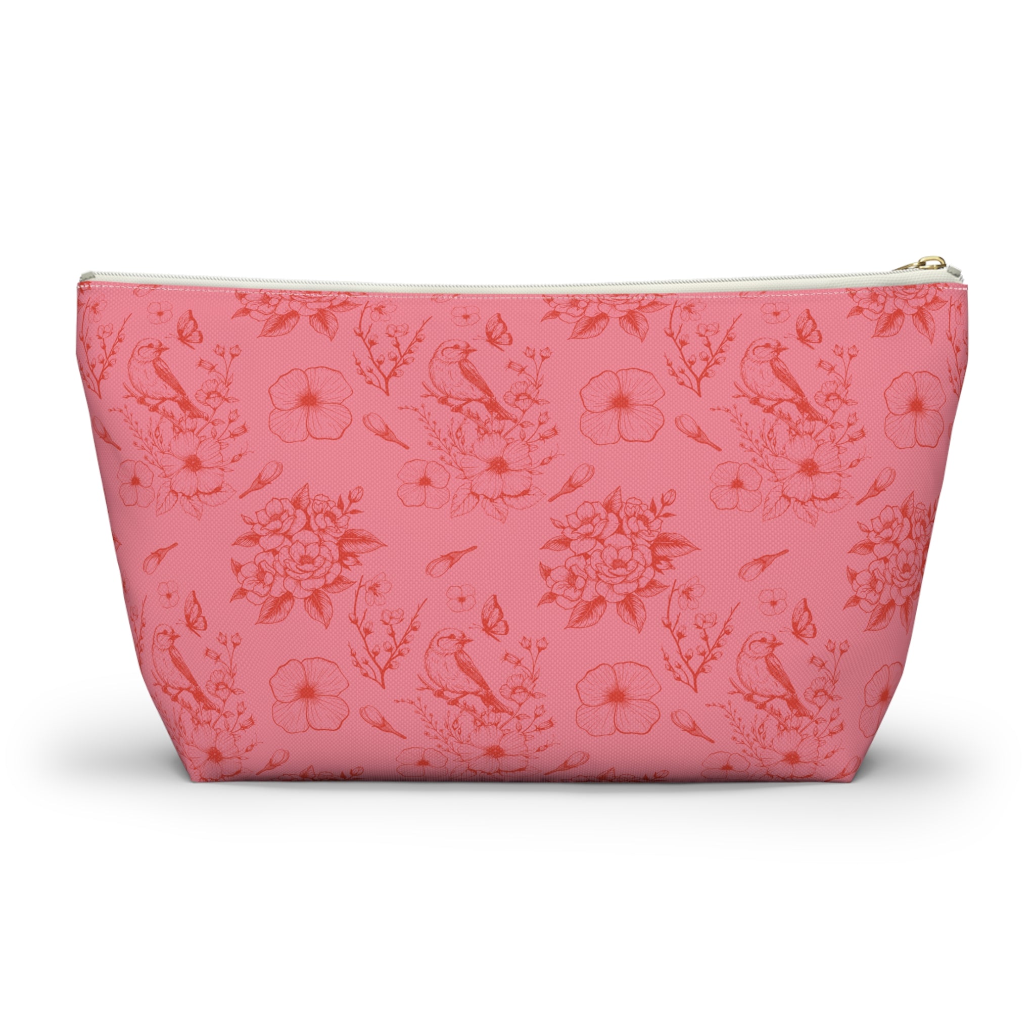 Pink Toile Jewelry Pouch, Cute Zipper Bag for Accessories, Pencils, Bridesmaid Gift, travel organizer - Accessory Pouch. Makeup Bag,