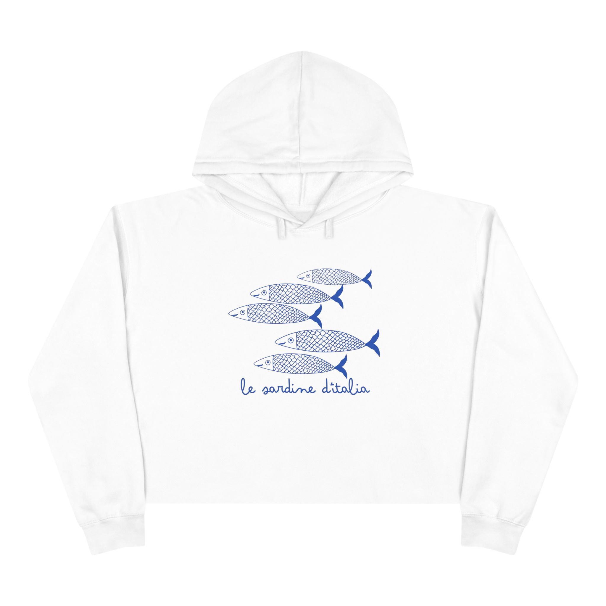 Italian Sardines Crop Hoodie, Les Sardines, Ocean Fisherman Gift, Seafood Lover Shirt, Fisherman Aesthetic, Coastal Vibes, Nautical Hoodie