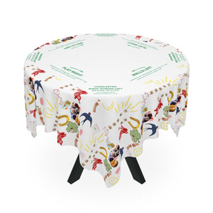 Lucky You Mahjong Game Night Tablecloth, Hostess Gift,  Beginners Rules, Instructions, 55x55, Cat, Horseshoe, Four Leaf Clover, Wishbone