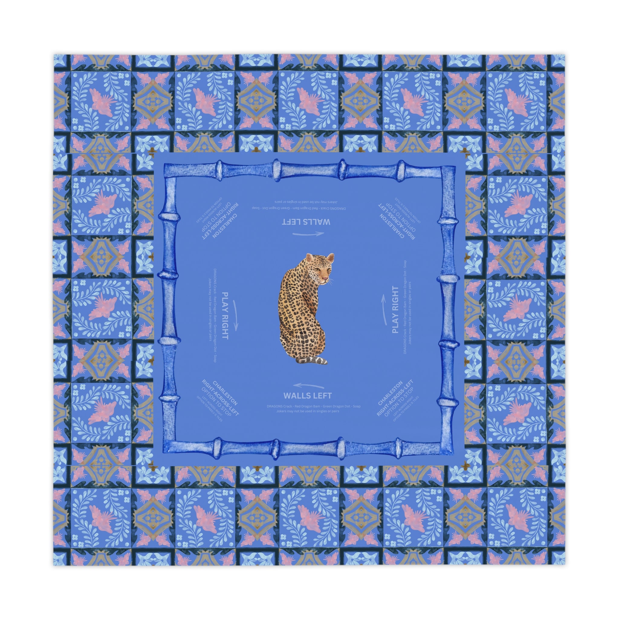 Chinoiserie Leopard Tablecloth, Grandmillennial Table Cover, Hostess Gift, Charleston Rules, West Palm Beach Vibe, Blue Bamboo, Beginners