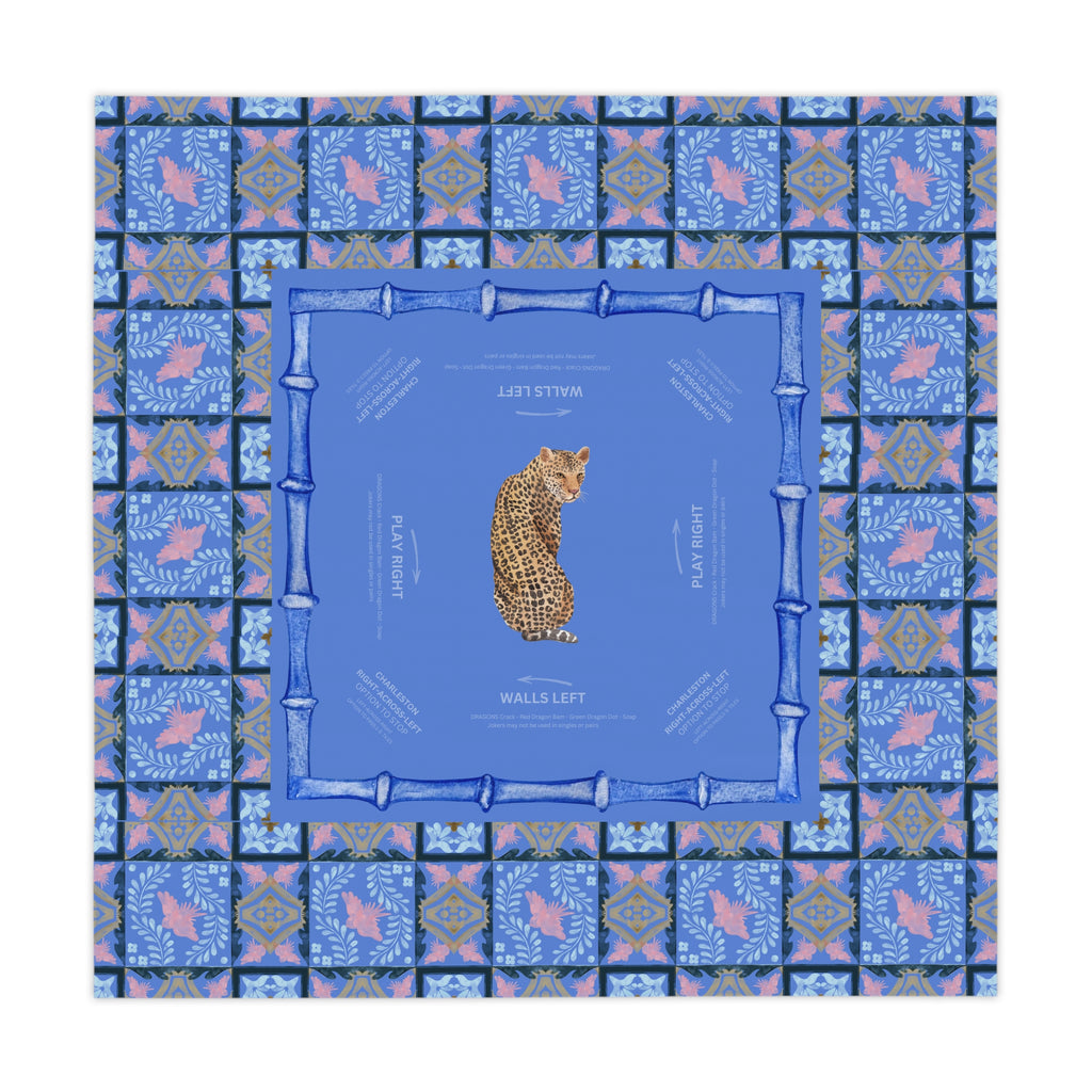Chinoiserie Leopard Tablecloth, Grandmillennial Table Cover, Hostess Gift, Charleston Rules, West Palm Beach Vibe, Blue Bamboo, Beginners
