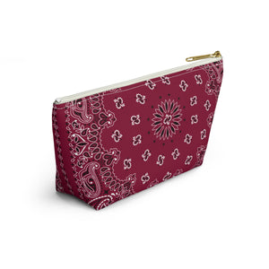 Deep Red Bandana Jewelry Pouch, Classic Americana, Pencil Bag, Travel Organizer, Gift for Her, Cute Cosmetic or Make up Bag