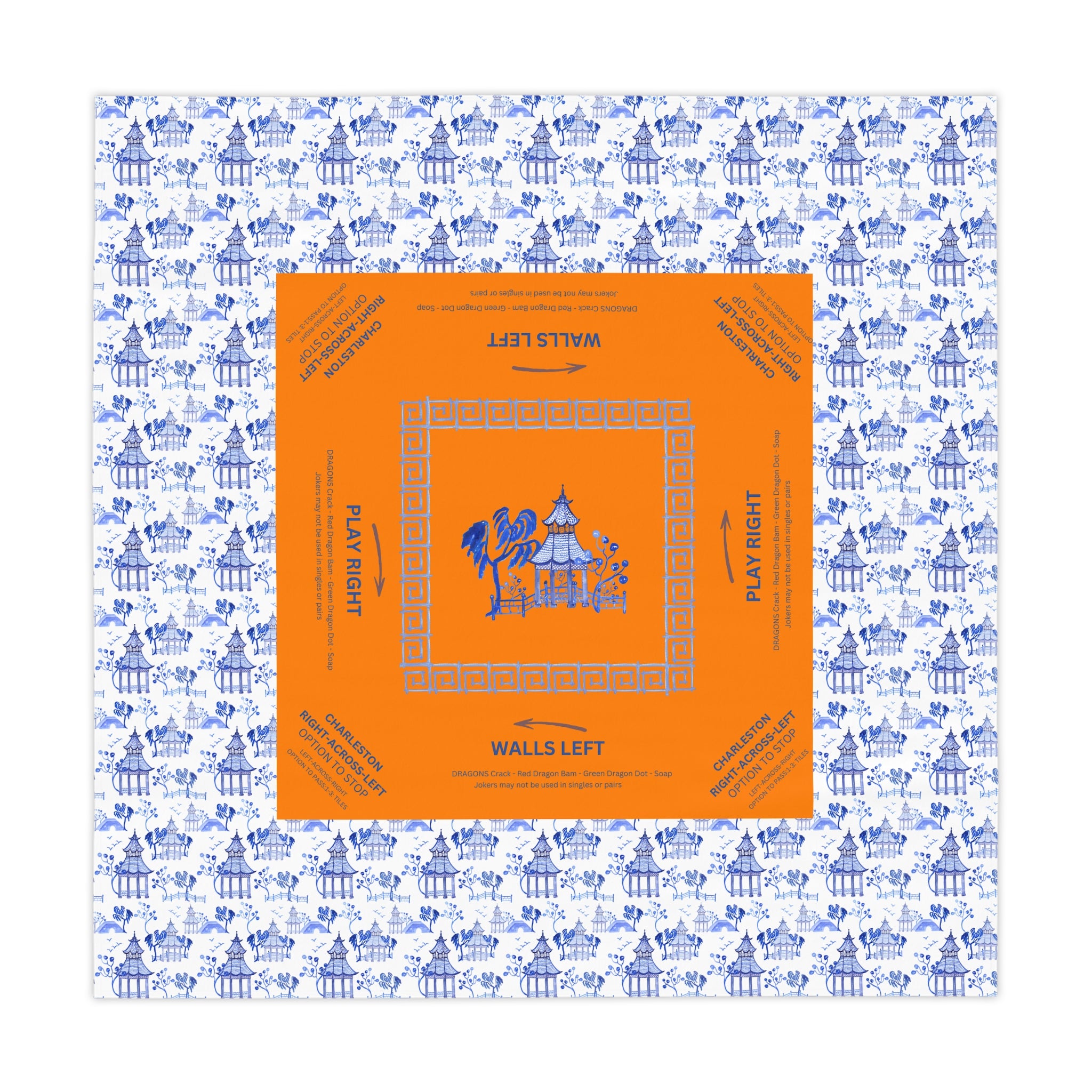 Blue Pagoda Tablecloth, Grandmillennial Table Cover, Hostess Gift, Charleston Rules, Beginner Instructions