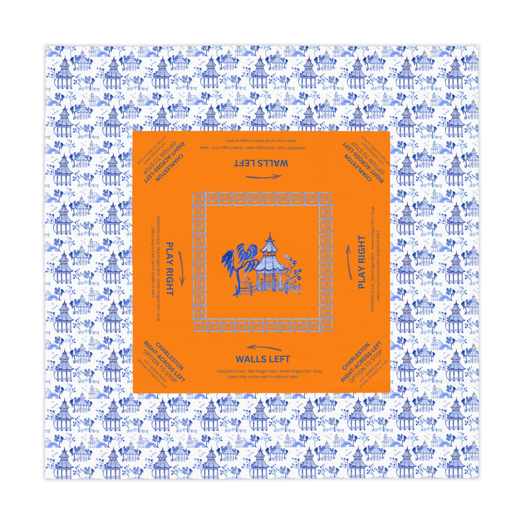 Blue Pagoda Tablecloth, Grandmillennial Table Cover, Hostess Gift, Charleston Rules, Beginner Instructions