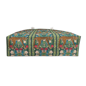 Leopard Beach Bag, Exotic Green Floral Vine Travel Tote Great for Overnight, Tropical Vacation Shoulder Bag