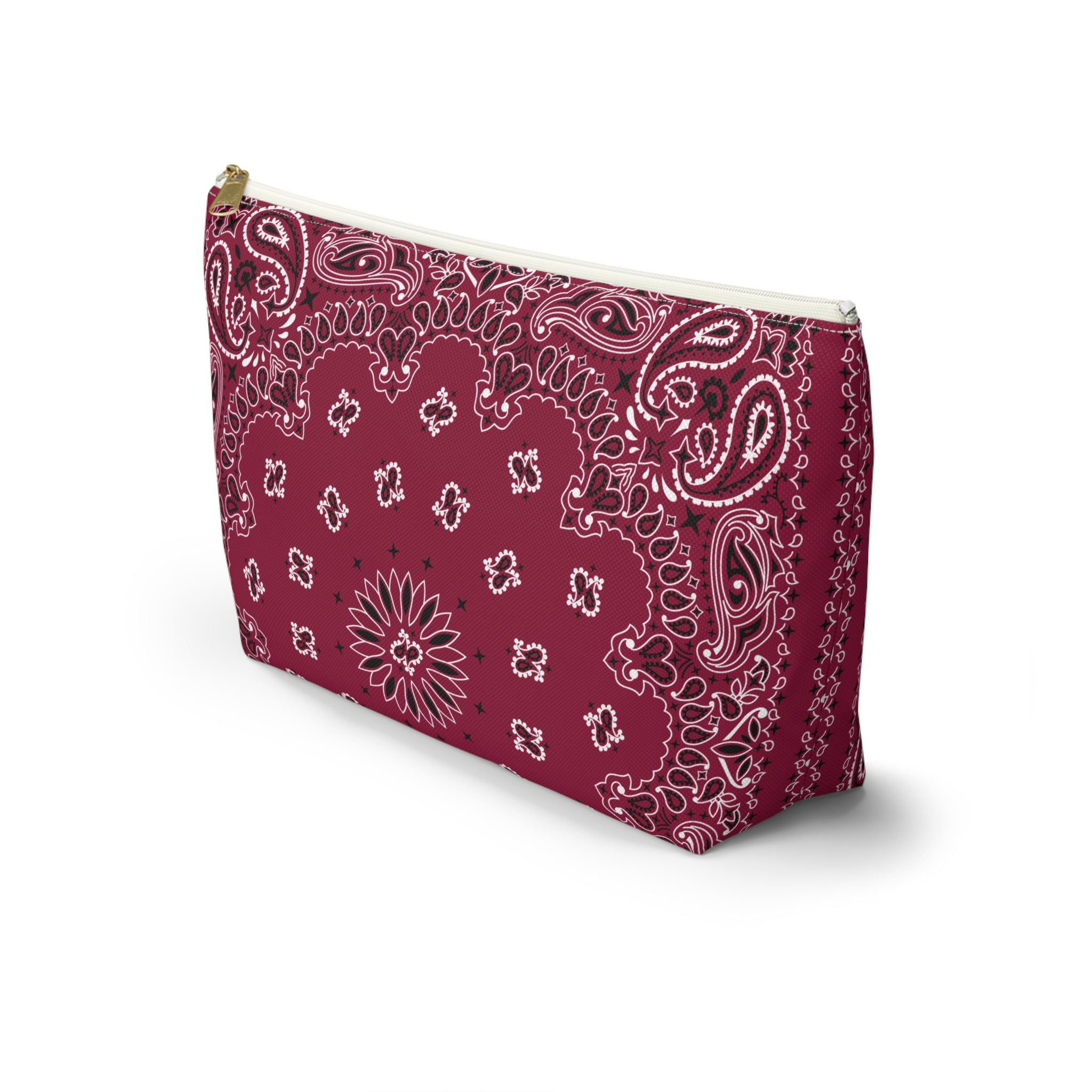 Deep Red Bandana Jewelry Pouch, Classic Americana, Pencil Bag, Travel Organizer, Gift for Her, Cute Cosmetic or Make up Bag