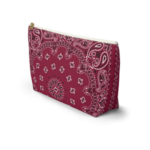 Deep Red Bandana Jewelry Pouch, Classic Americana, Pencil Bag, Travel Organizer, Gift for Her, Cute Cosmetic or Make up Bag
