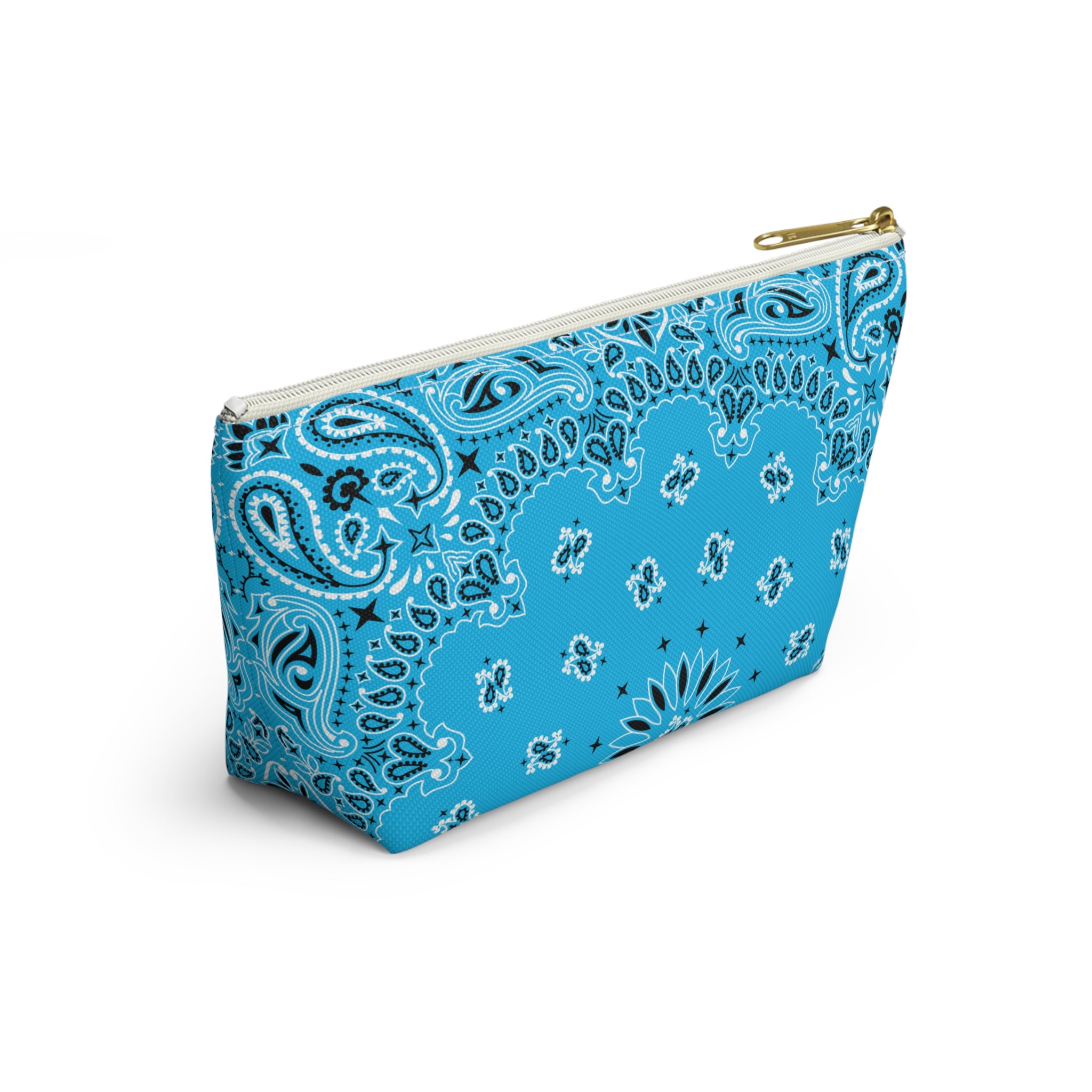 Cerulean Blue Bandana Jewelry Pouch, Costal Cowgirl, Travel Organizer, Gift for Her, Cosmetic Makeup Accessory Case, Rodeo Western Classic