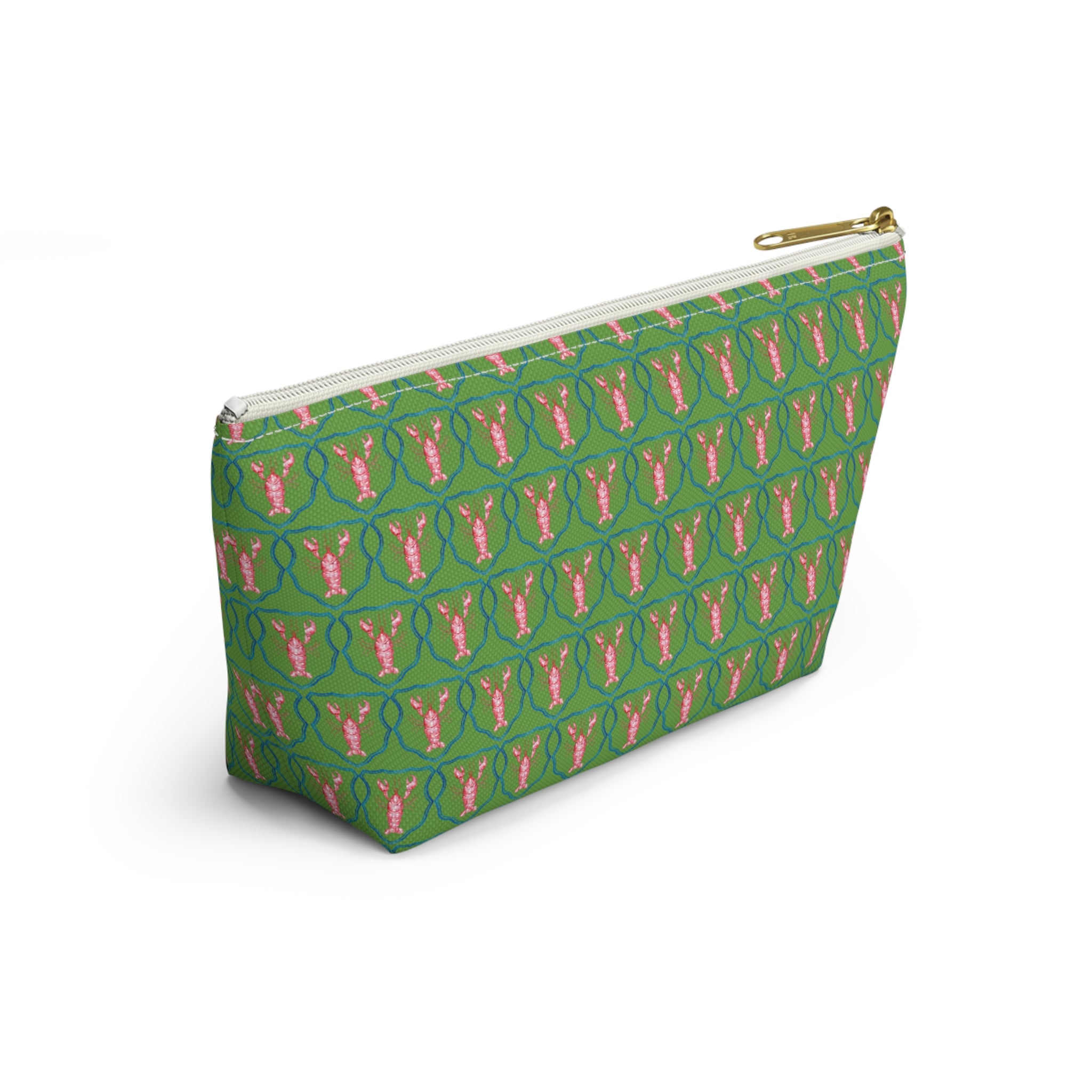 Preppy Lobster Jewelry Pouch, Green Coastal Makeup Case, Gift for Her, Pink Lobster Seaside Pencil Bag, Bachelorette Trip