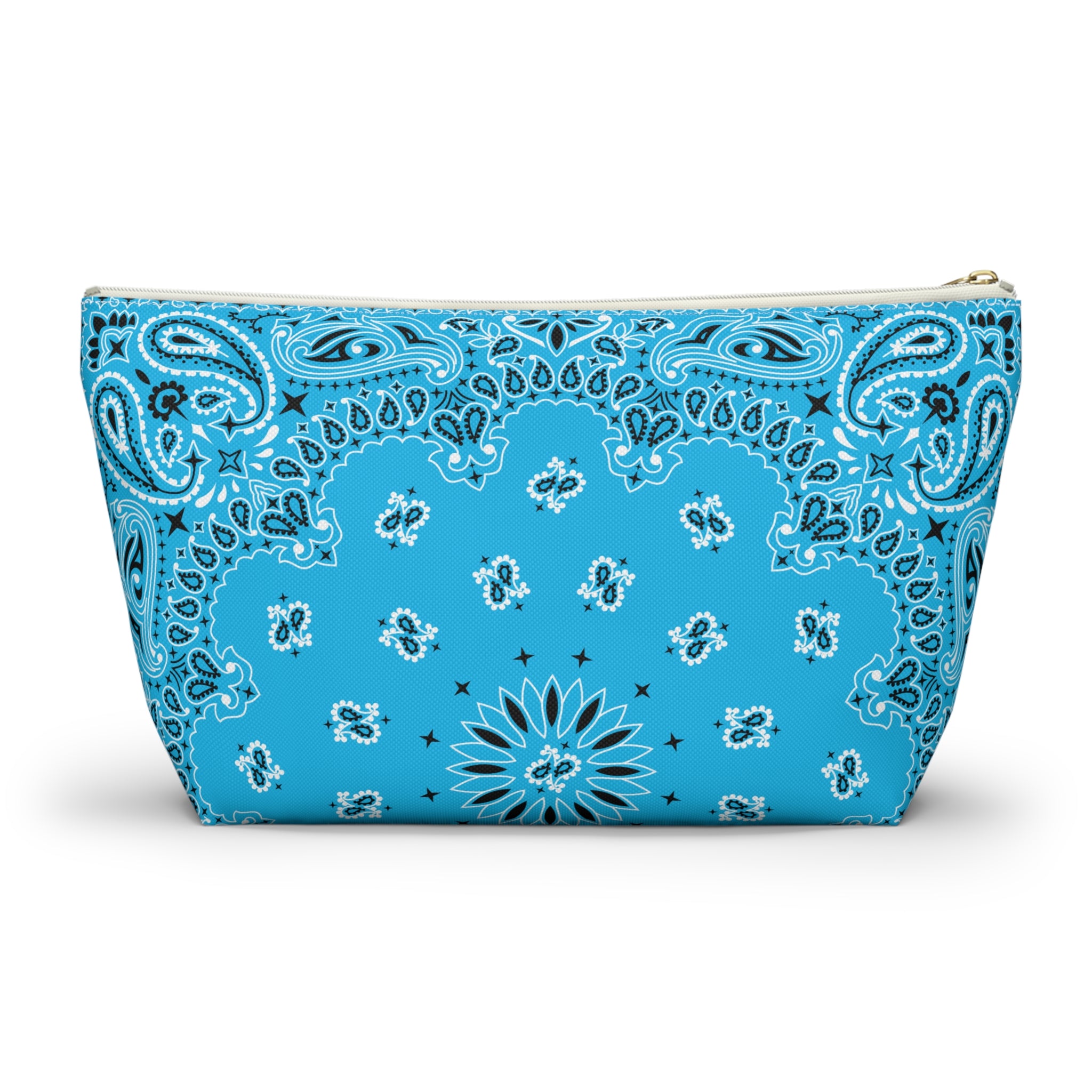 Cerulean Blue Bandana Jewelry Pouch, Costal Cowgirl, Travel Organizer, Gift for Her, Cosmetic Makeup Accessory Case, Rodeo Western Classic