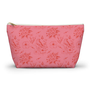 Pink Toile Jewelry Pouch, Cute Zipper Bag for Accessories, Pencils, Bridesmaid Gift, travel organizer - Accessory Pouch. Makeup Bag,