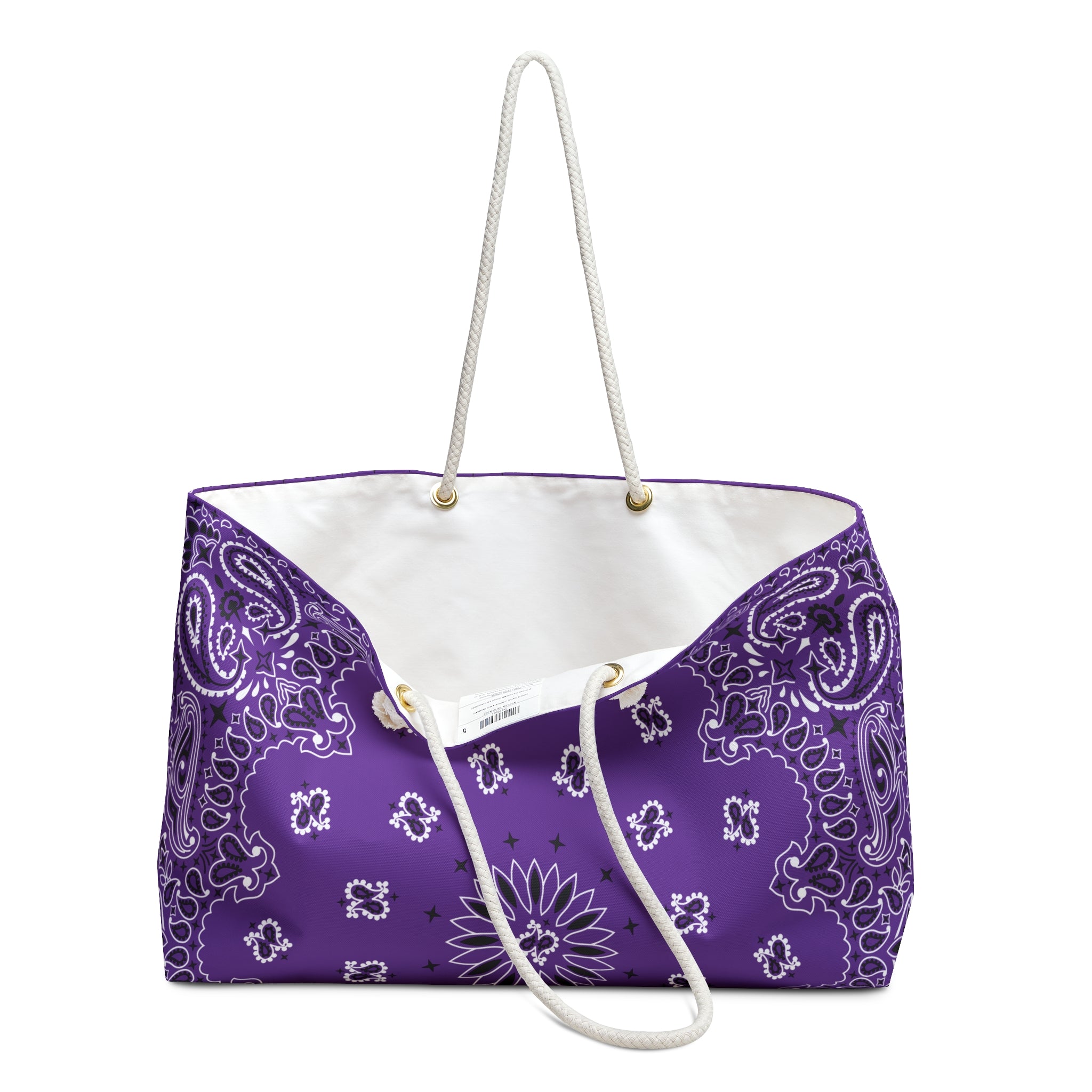 Purple Bandana Weekender Bag, Tote, Preppy Beach Duffel, Purse, Travel Overnight Carry-On, Handbag, Costal Cowgirl, Western Rodeo Style
