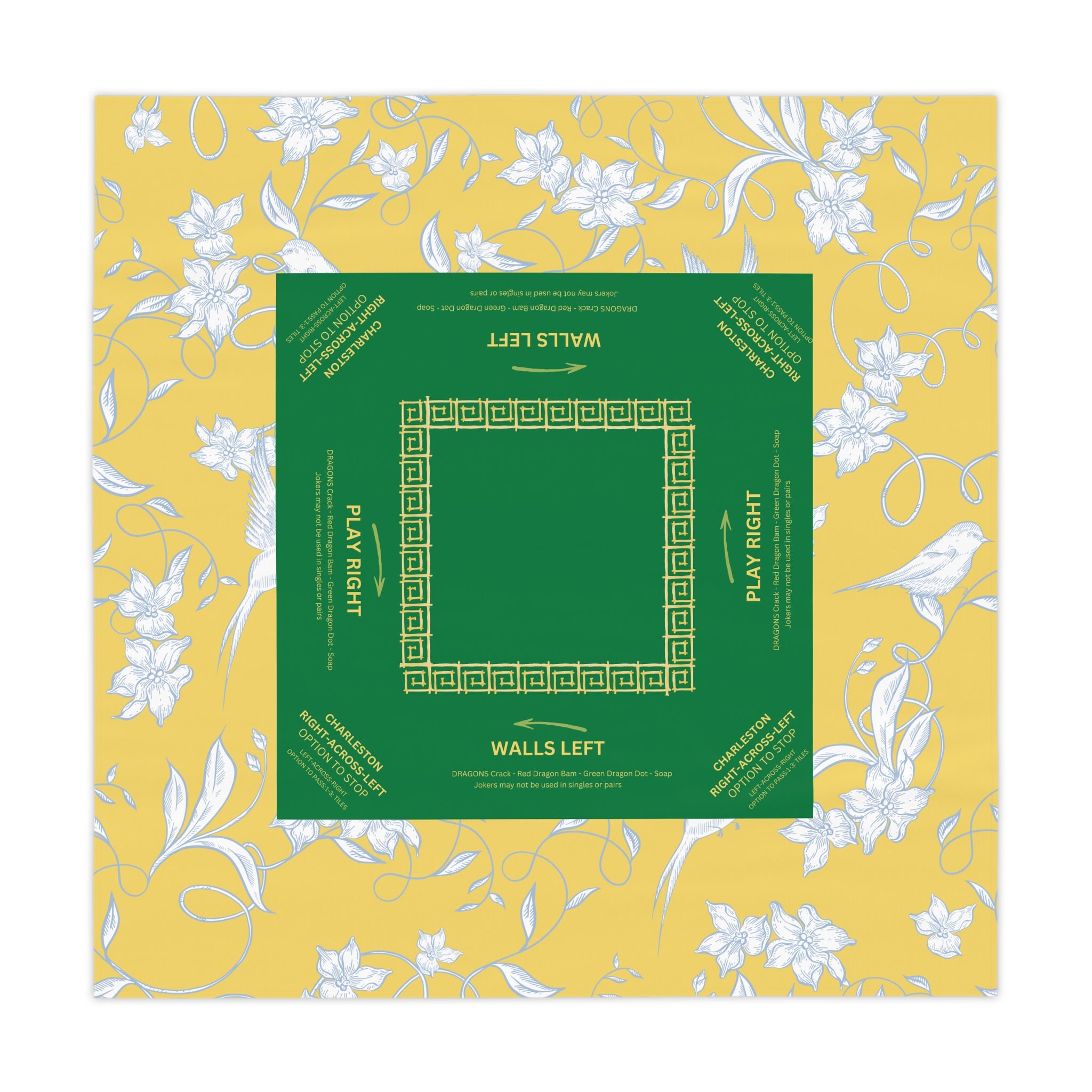 Yellow Bird Tile Tablecloth, Grandmillennial Table Cover, Hostess Gift, Charleston Rules, Beginner Instructions