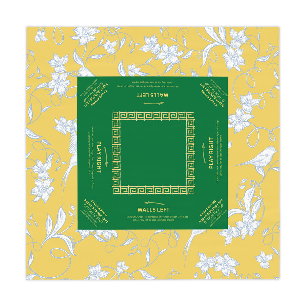 Yellow Bird Tile Tablecloth, Grandmillennial Table Cover, Hostess Gift, Charleston Rules, Beginner Instructions