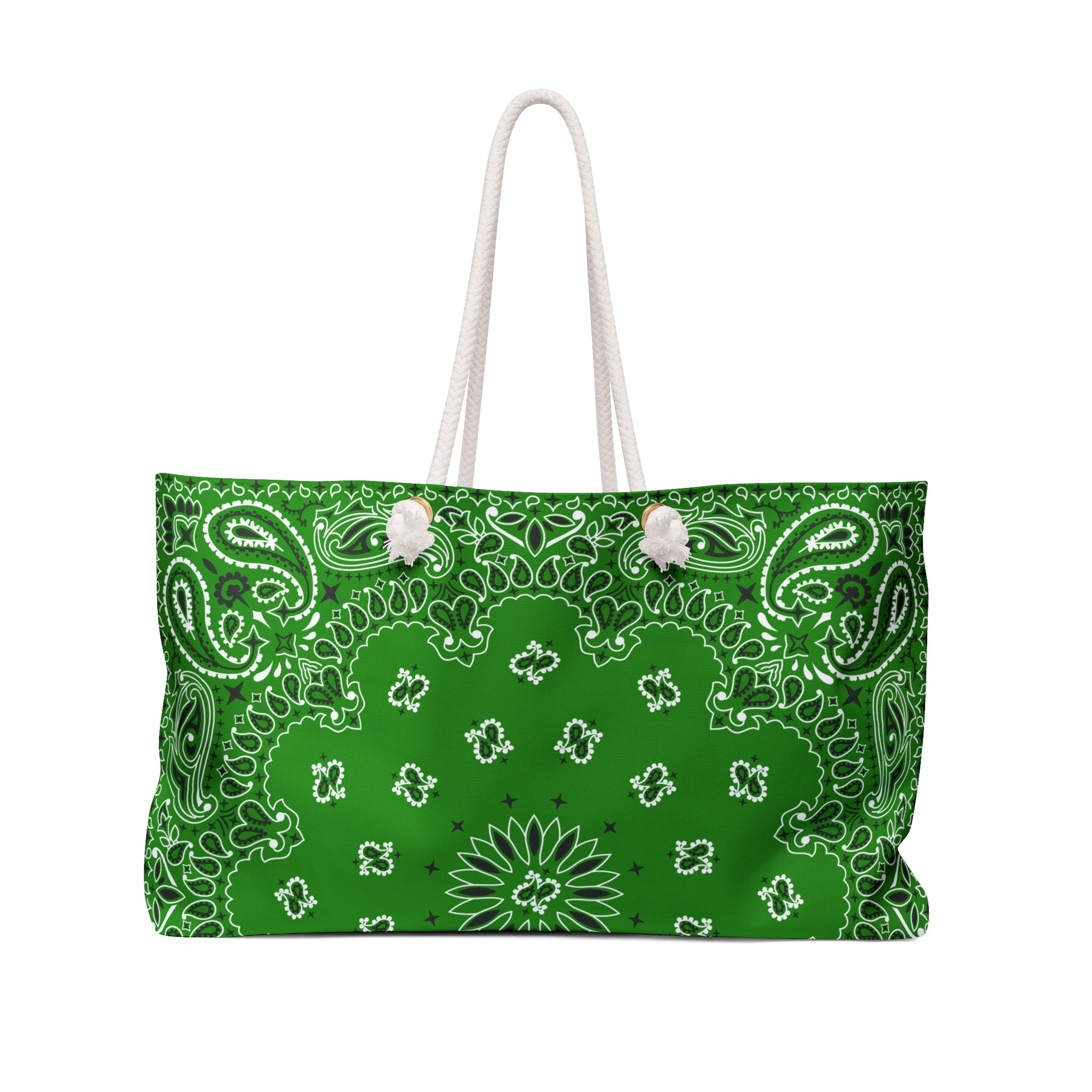 Kelly Green Bandana Weekender Bag, Tote, Preppy Beach Duffel, Purse, Travel Overnight Carry-On, Handbag, Costal Cowgirl, Western Rodeo Style