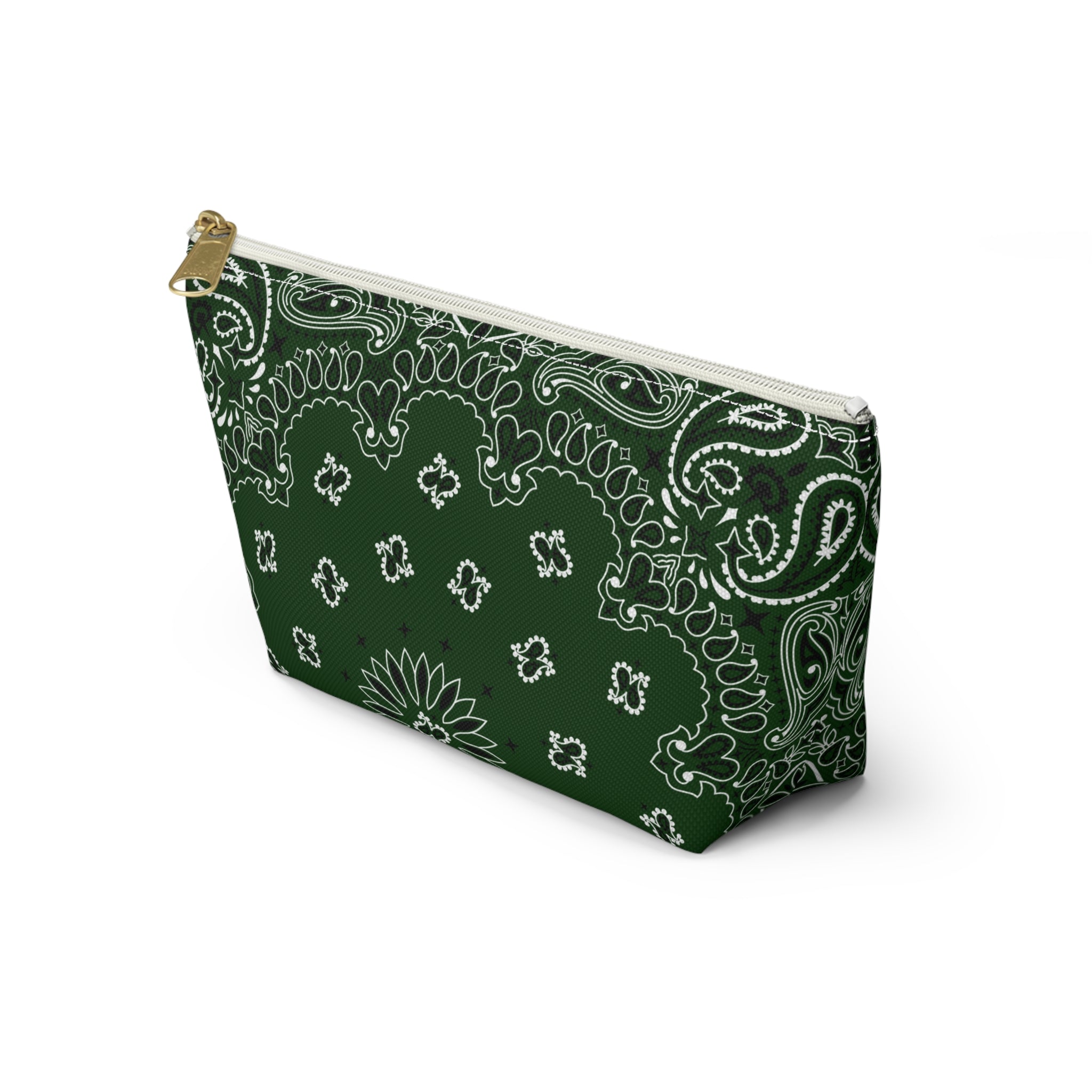 Forest Green Bandana Jewelry Pouch - Travel Organizer, Pencil Bag, Gift for Her, Cosmetic Makeup Bag, Cute Accessory Case