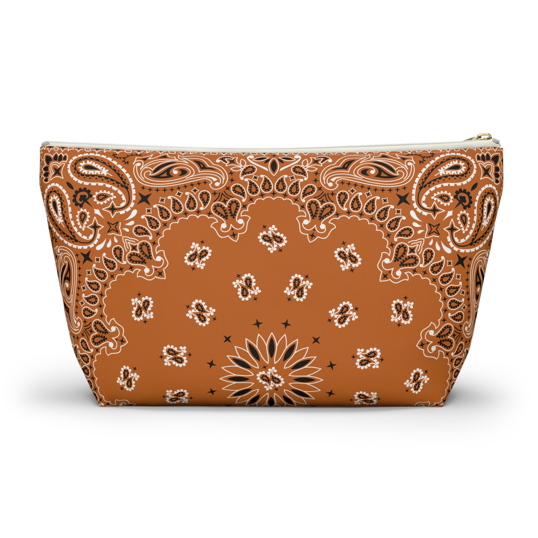 Burnt Orange Bandana Jewelry Pouch - Travel Organizer, Pencil Bag, Gift for Her, Cosmetic Makeup Bag, Cute Accessory Case