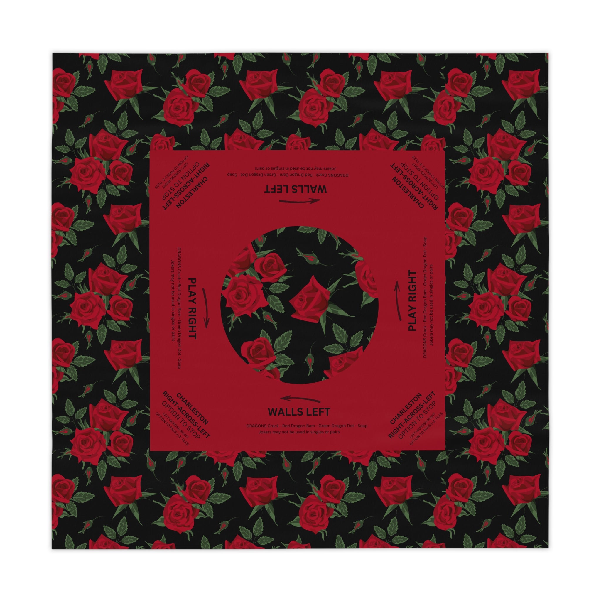Red Roses Valentine's MAHJONG Tablecloth, 55 x 55