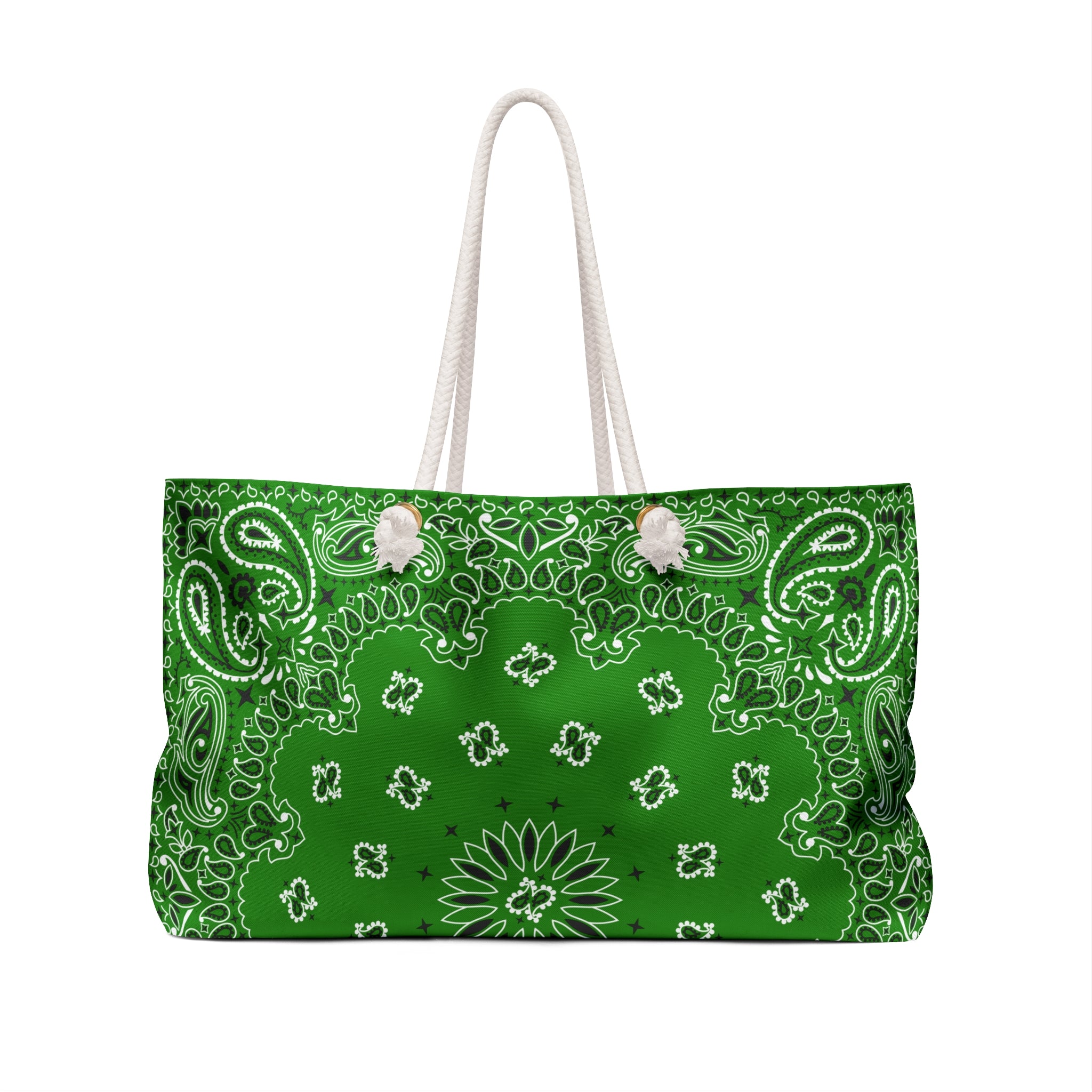 Kelly Green Bandana Weekender Bag, Tote, Preppy Beach Duffel, Purse, Travel Overnight Carry-On, Handbag, Costal Cowgirl, Western Rodeo Style