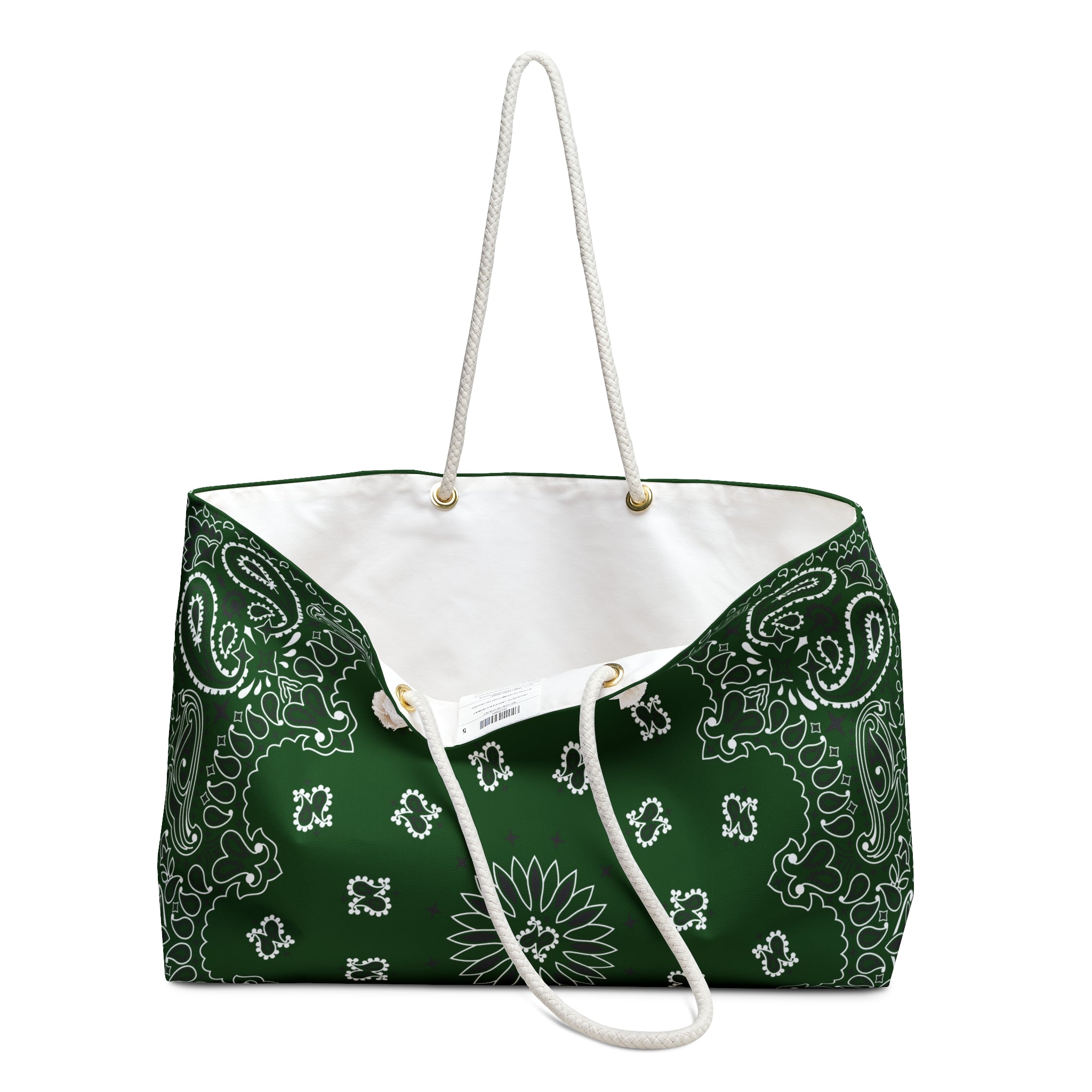 Forest Green Bandana Weekender Bag, Tote, Preppy Beach Duffel Purse, Travel Overnight Carry-On, Handbag, Costal Cowgirl, Western Rodeo Style