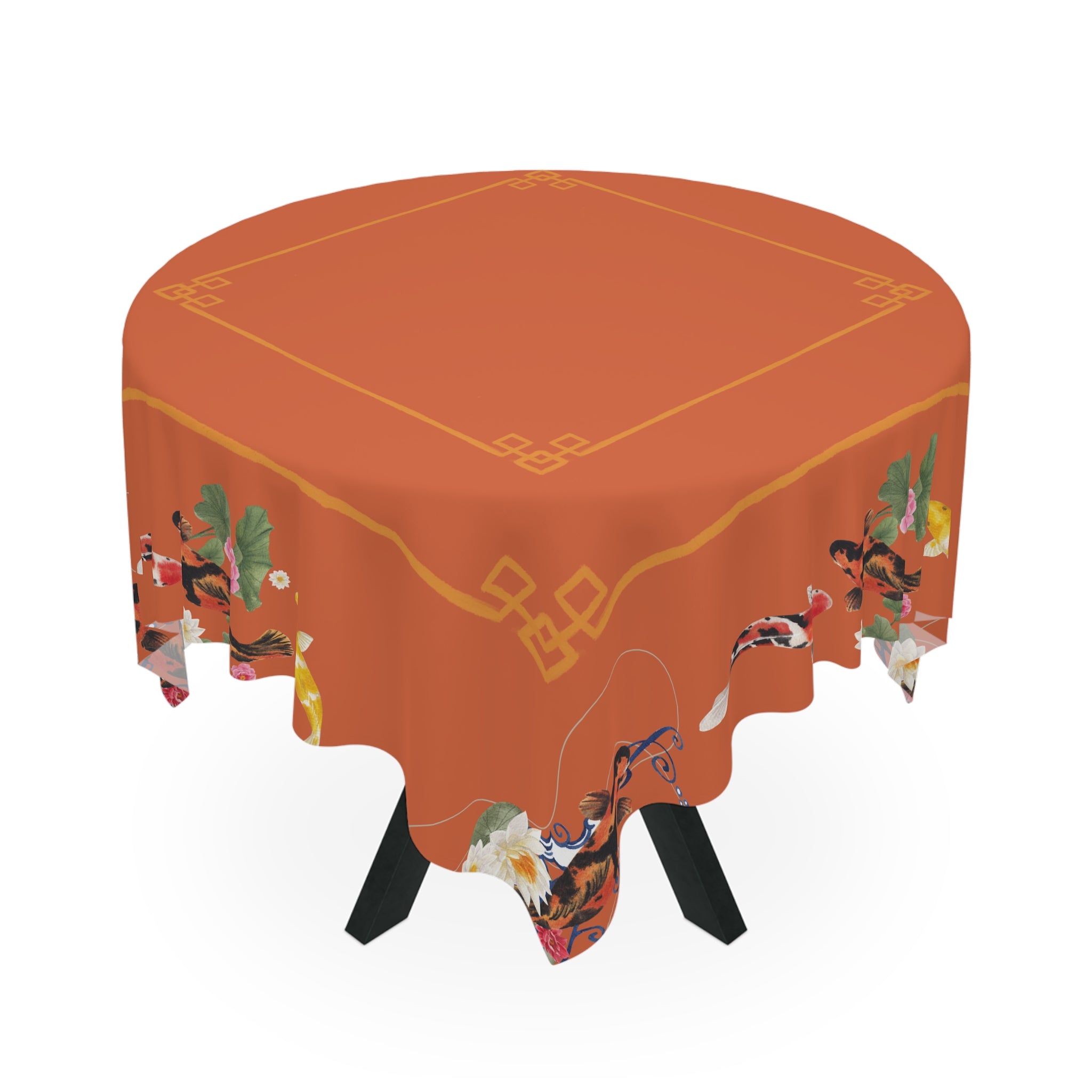 Orange Koi Mahjong Instructional Tablecloth