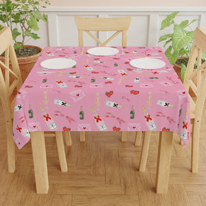 Champagne Valentine's Tablecloth, Romantic Pink Game Night Essential for Mahjong, Bunco, Poker, Holiday Celebration, Galentine's Night