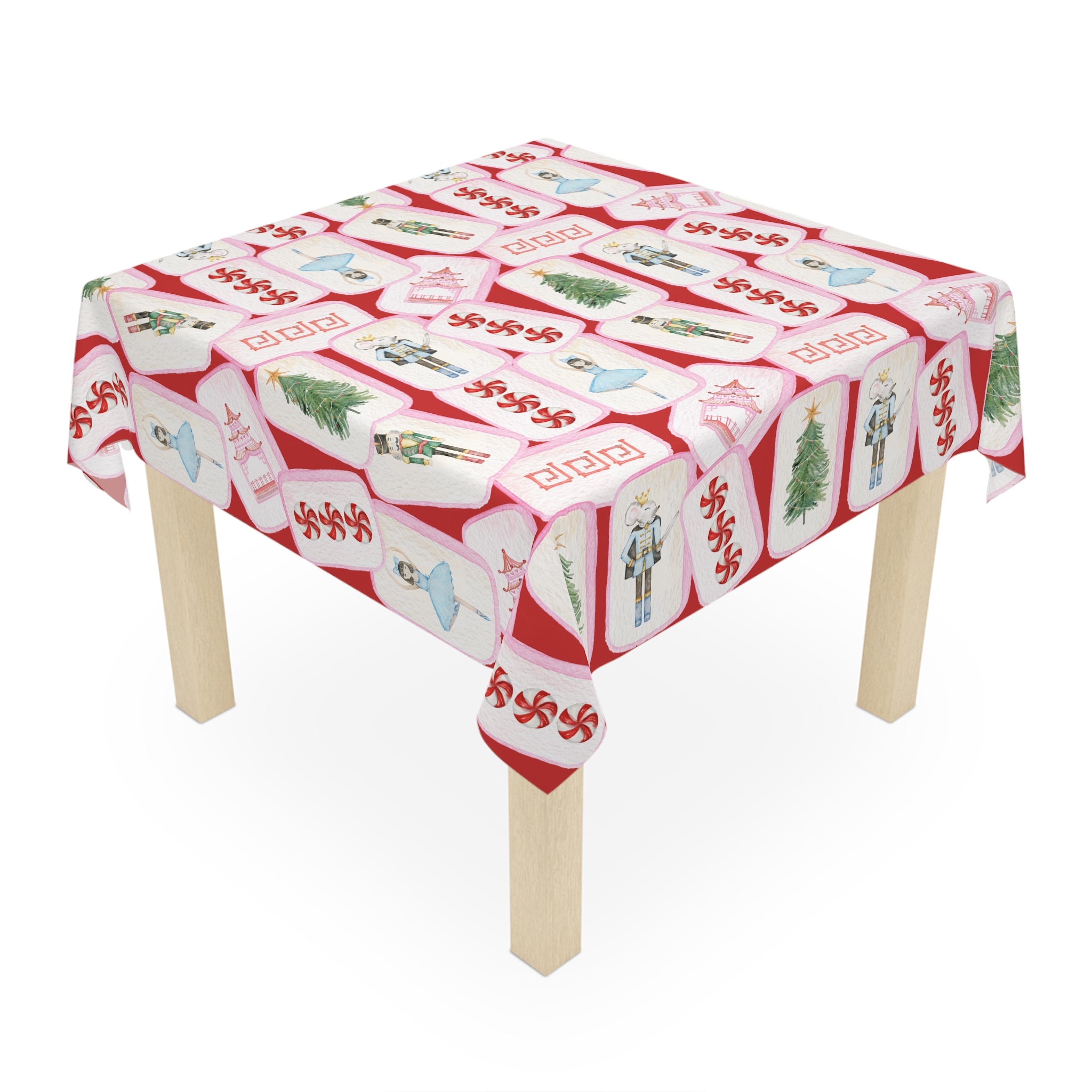 Christmas MAHJONG Tile Tablecloth, Size 55 x 55, Nutcracker, Mouse King, Clara, Hostess Gift, Mahj Prize