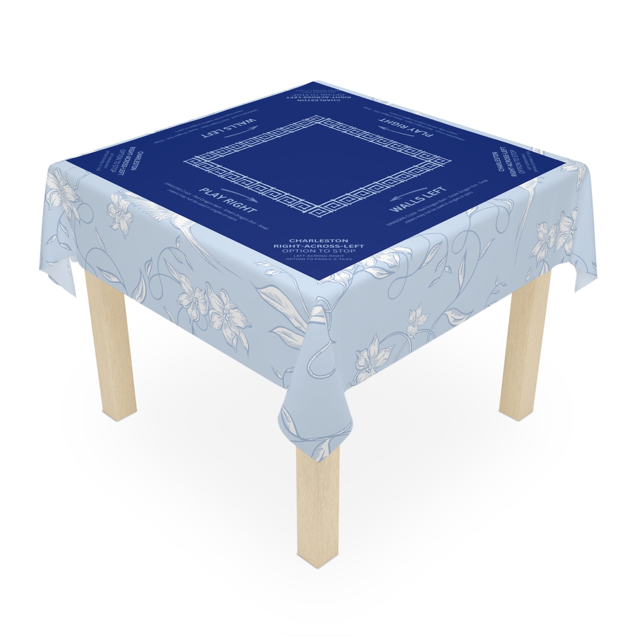 Blue Birdie Tablecloth, Grandmillennial Table Cover, Hostess Gift, Charleston Rules, Beginner Instructions