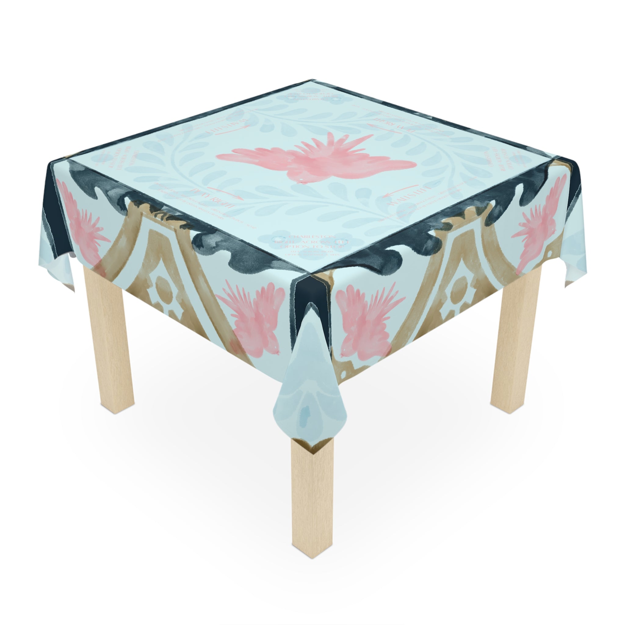 Bird Tile Tablecloth, Grandmillennial Table Cover, Hostess Gift, Charleston Rules, West Palm Beach Vibe, Beginner Instructions