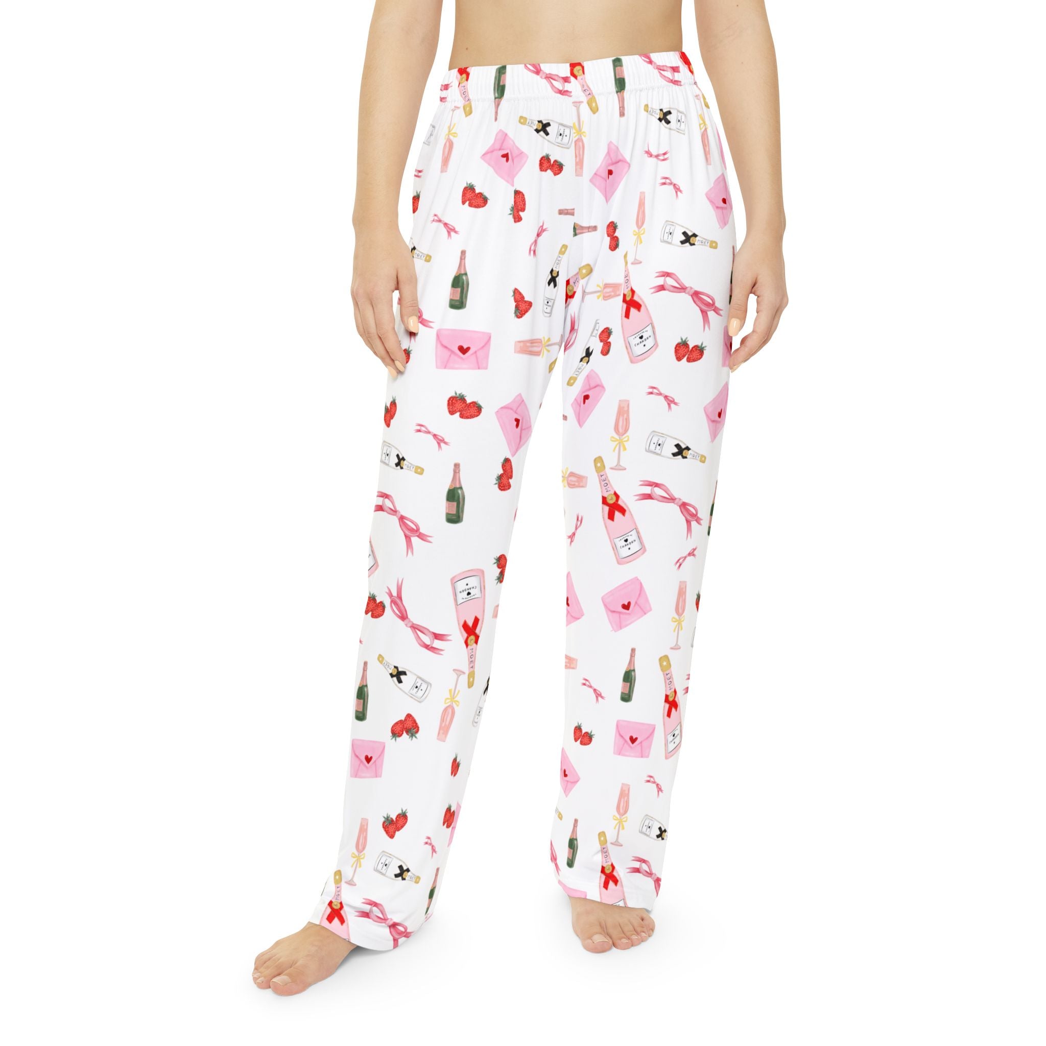 I Love Champagne Women Pajama Pants - Alcohol PJs - Perfect Bridal and New Years Gift