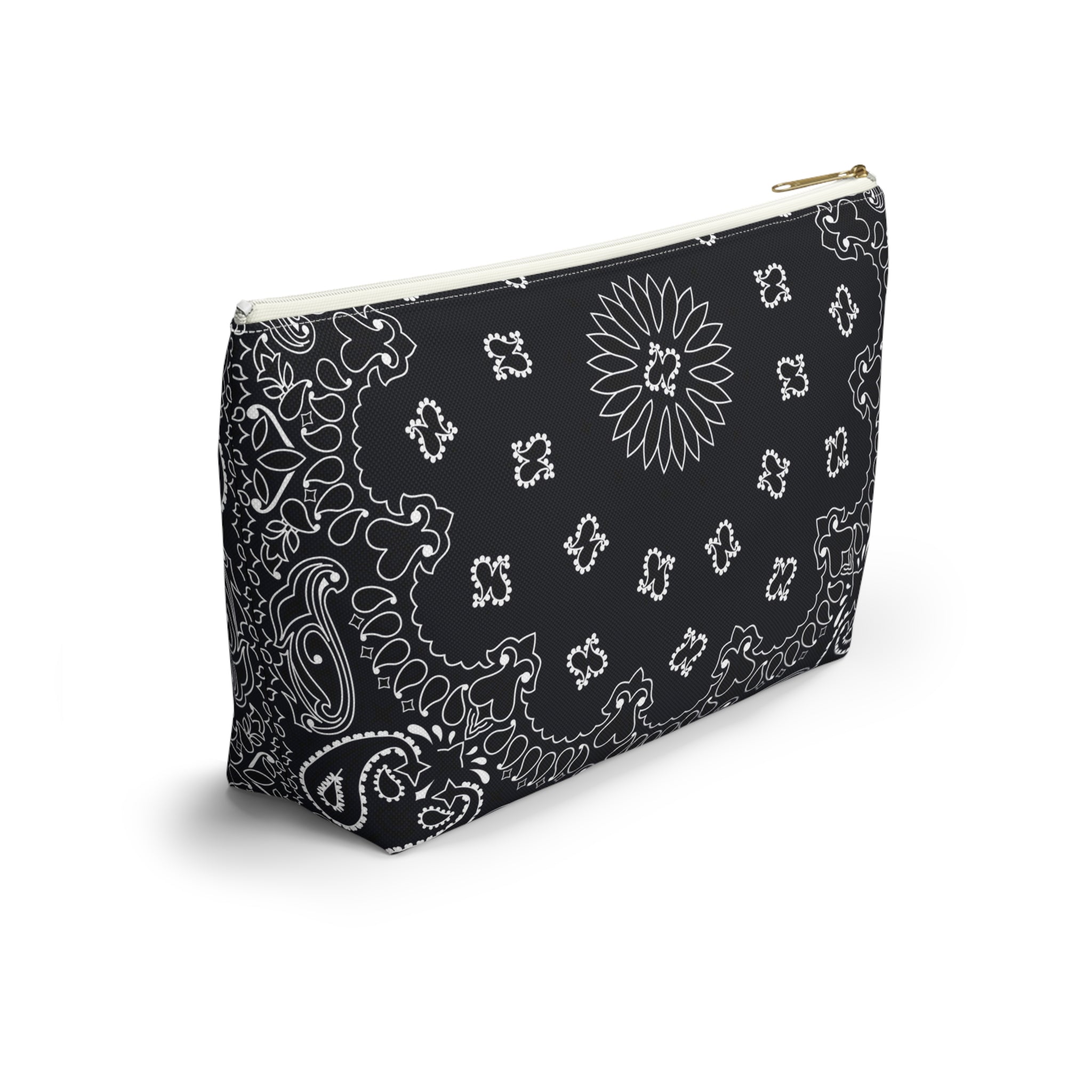 Black Bandana Jewelry Pouch - Travel Organizer, Pencil Bag, Gift for Her, Cosmetic Makeup Bag, Cute Accessory Case