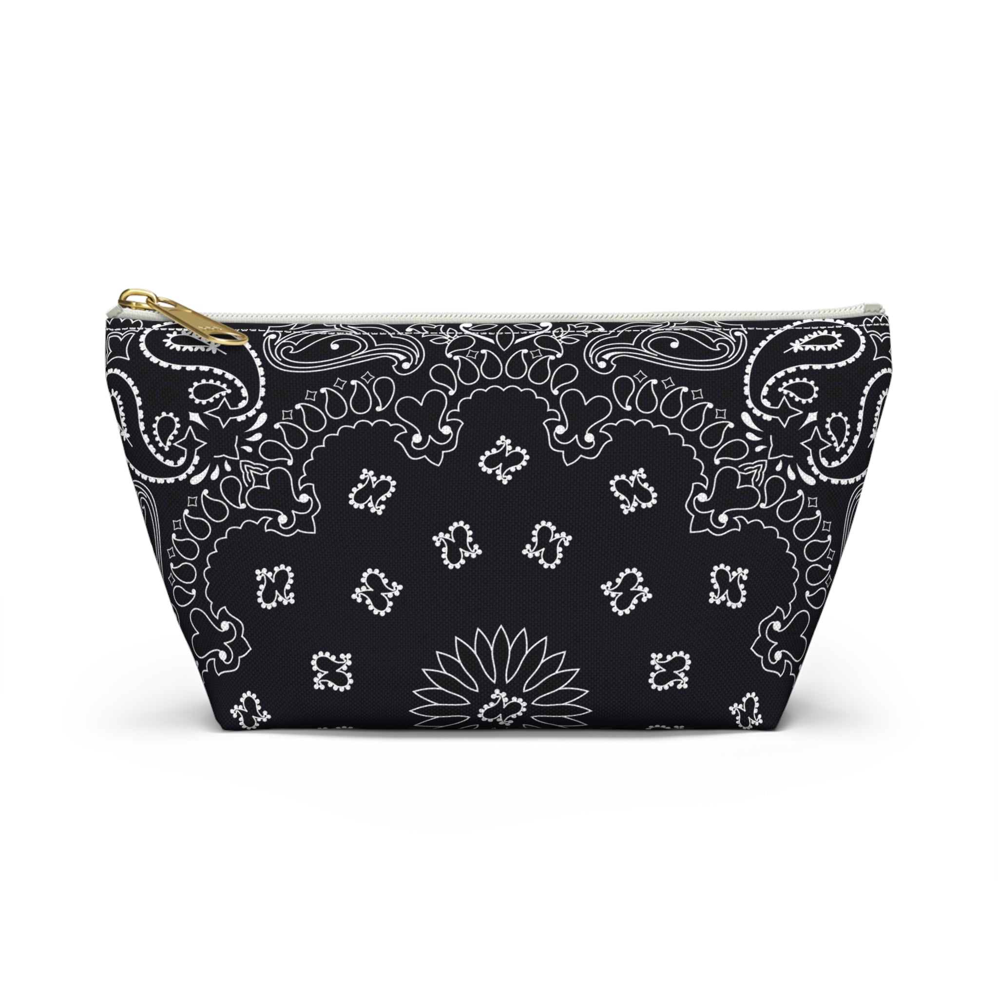 Black Bandana Jewelry Pouch - Travel Organizer, Pencil Bag, Gift for Her, Cosmetic Makeup Bag, Cute Accessory Case