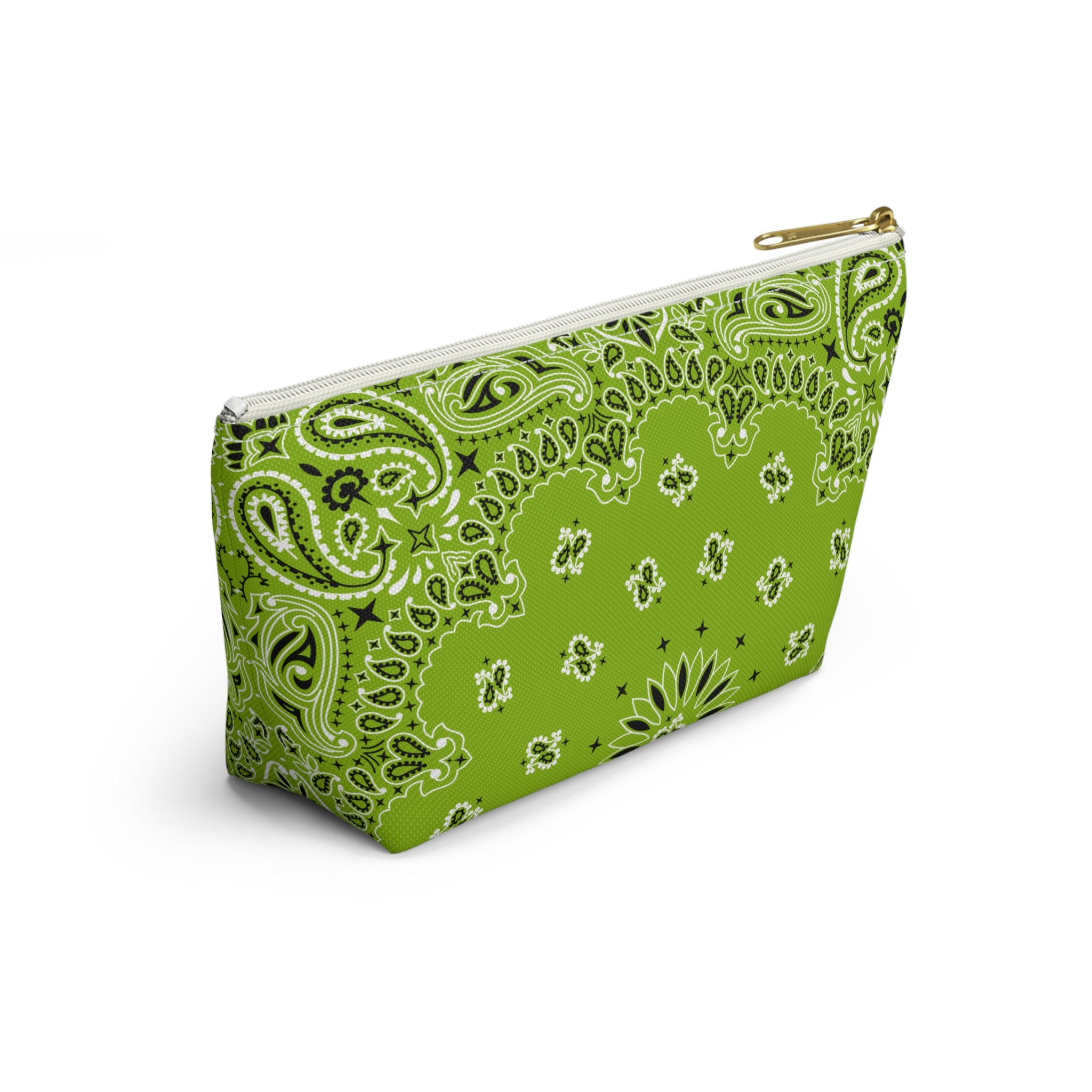 Lime Green Bandana Jewelry Pouch - Travel Organizer, Pencil Bag, Gift for Her, Cosmetic Makeup Bag, Cute Accessory Case