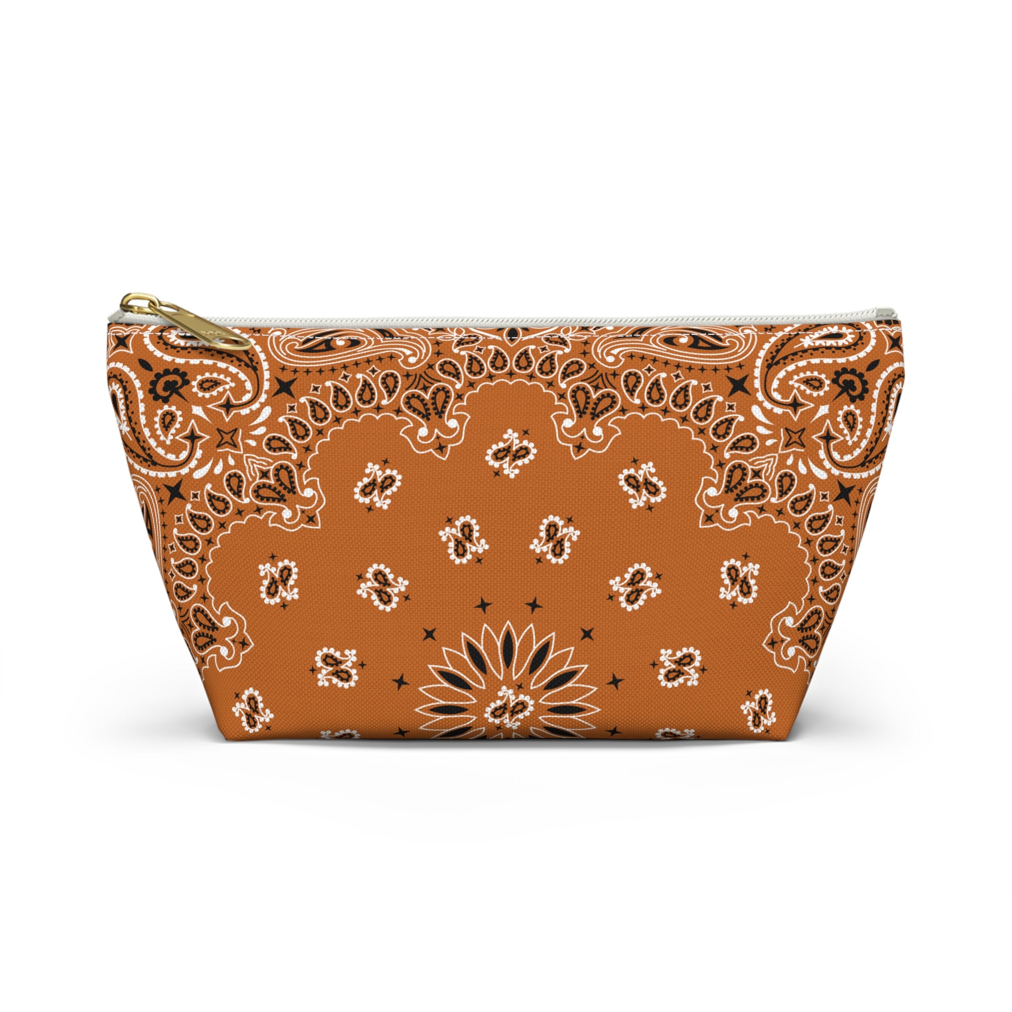 Burnt Orange Bandana Jewelry Pouch - Travel Organizer, Pencil Bag, Gift for Her, Cosmetic Makeup Bag, Cute Accessory Case